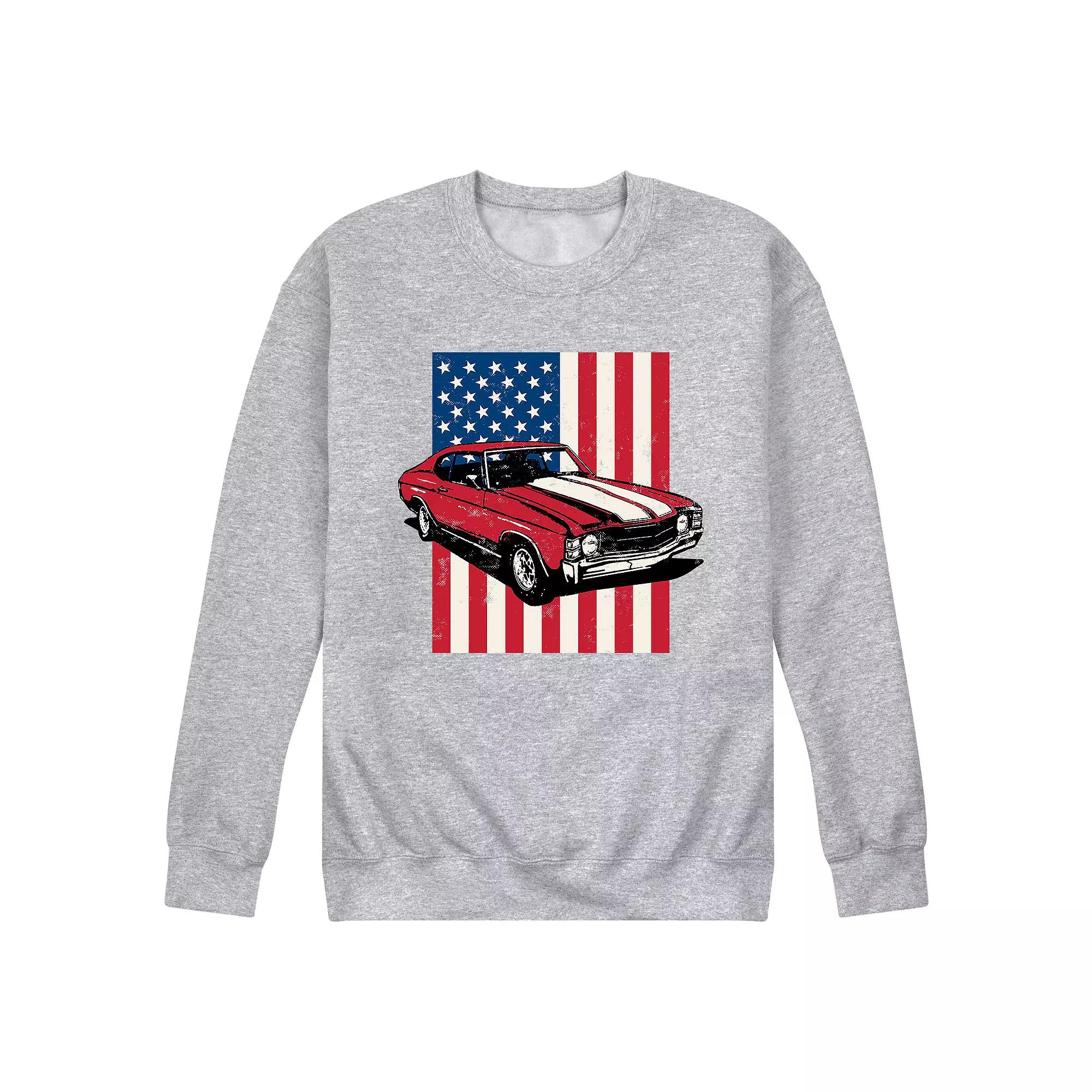 Men's Muscle Car American Flag Graphic Sweatshirt,  Product Image