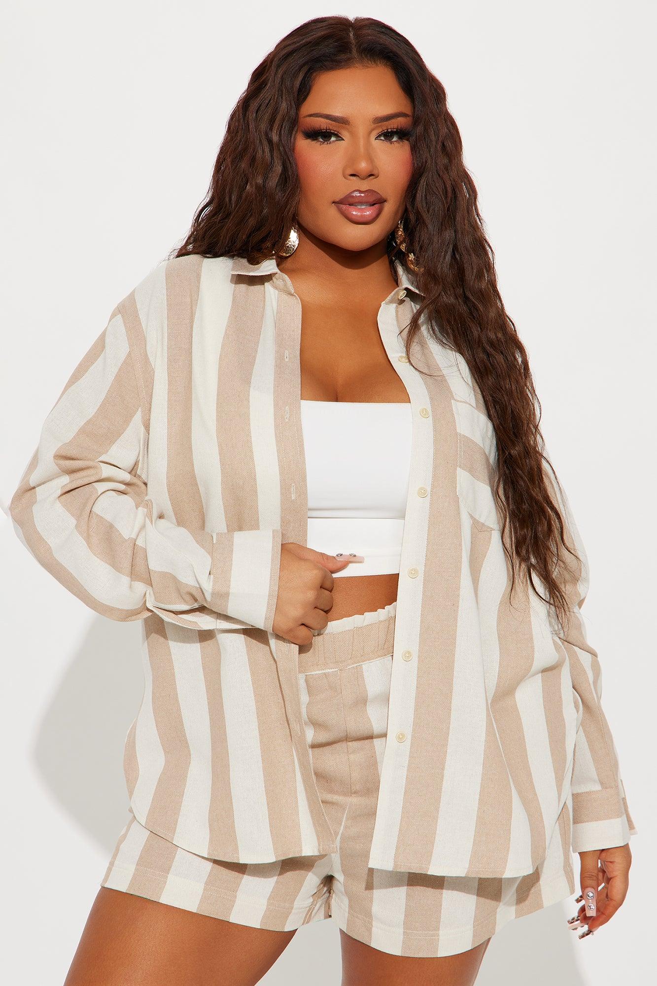 Bahamas Striped Short Set - Khaki/combo Product Image