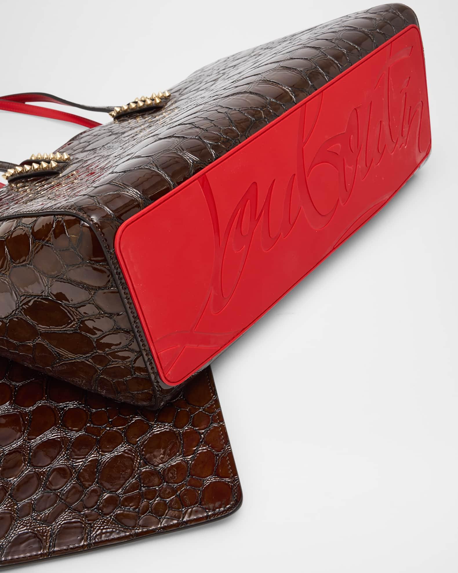 Cabata Small Tote Bag in Glossy Croc-Embossed Leather Product Image