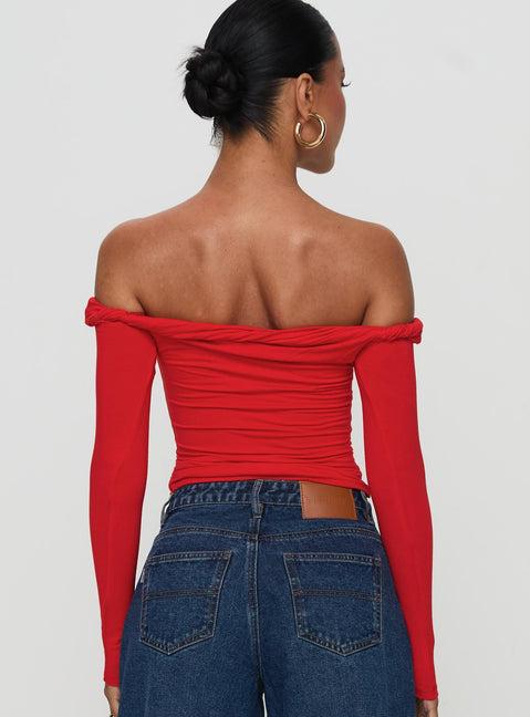 Dusky Long Sleeve Top Red Product Image
