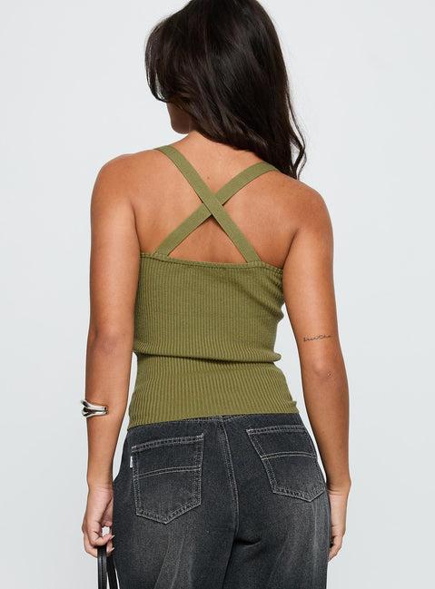 Bare It All Buckle Detail Top Green Product Image