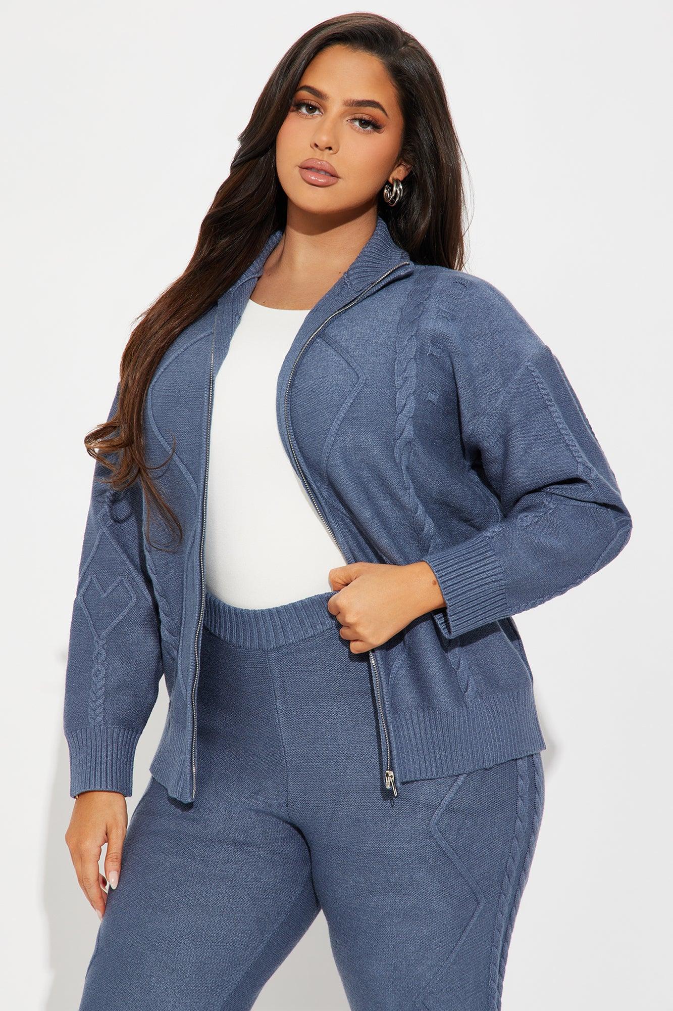 Cozy Up Sweater Pant Set - Denim Product Image