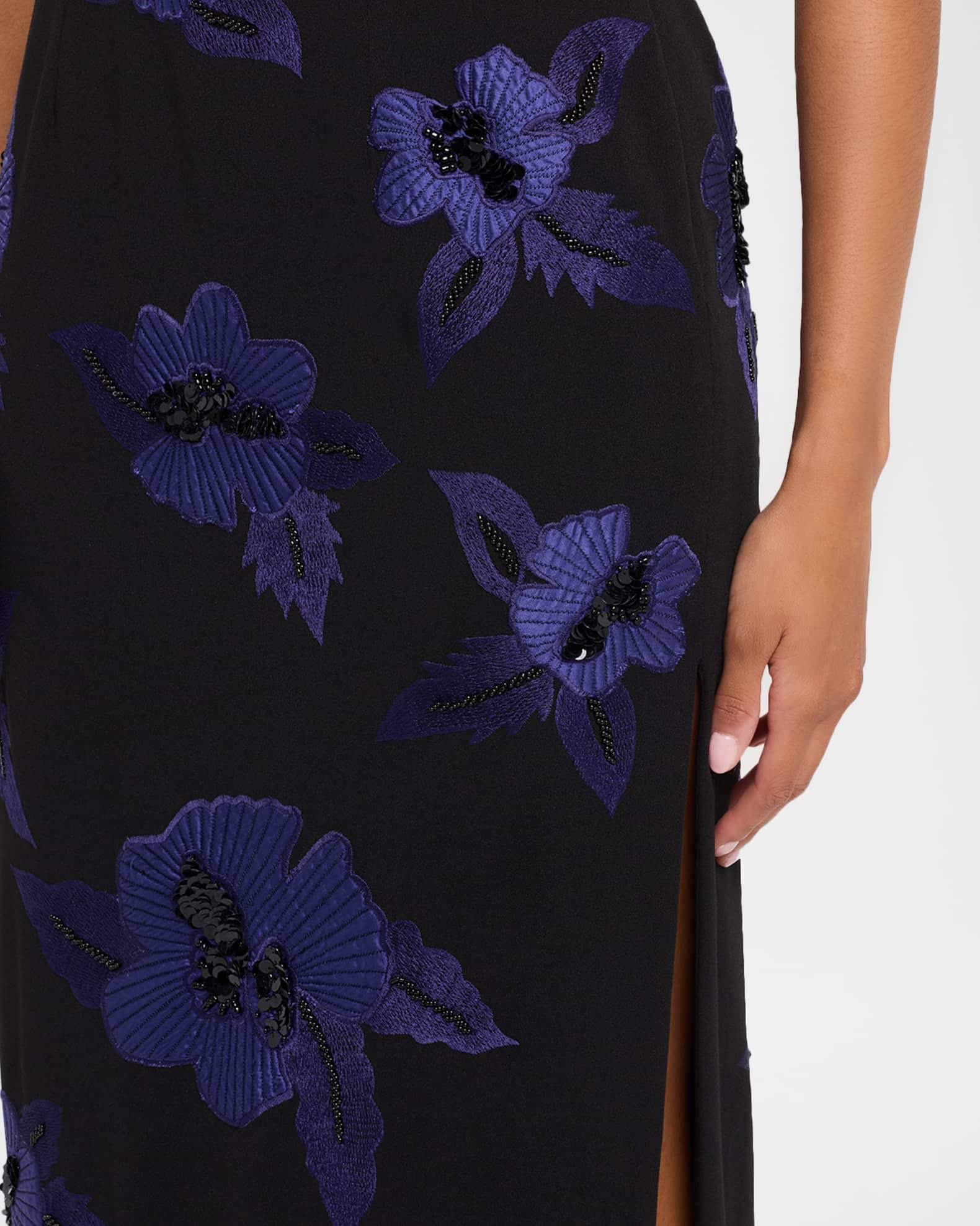 One-Shoulder Beaded Applique Column Gown Product Image