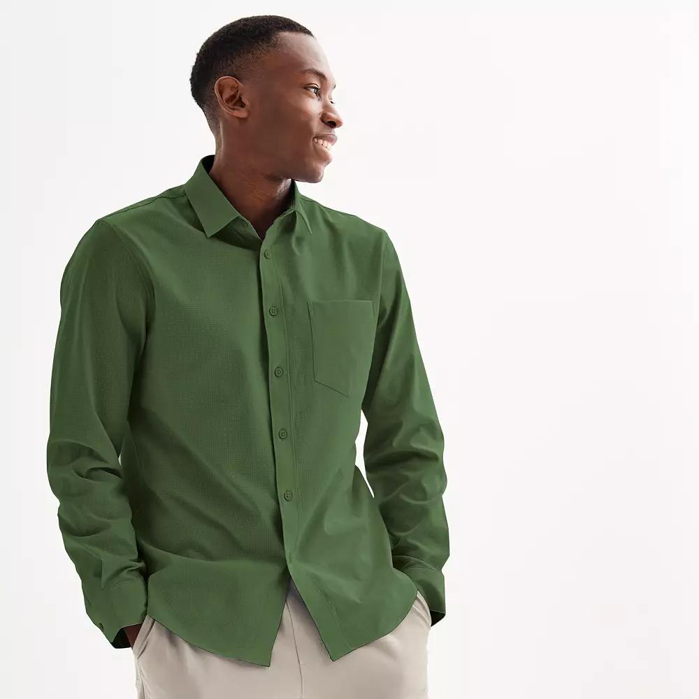 Men's FLX Slim Performance Untucked-Fit Button Down Long Sleeve Shirt,  Product Image