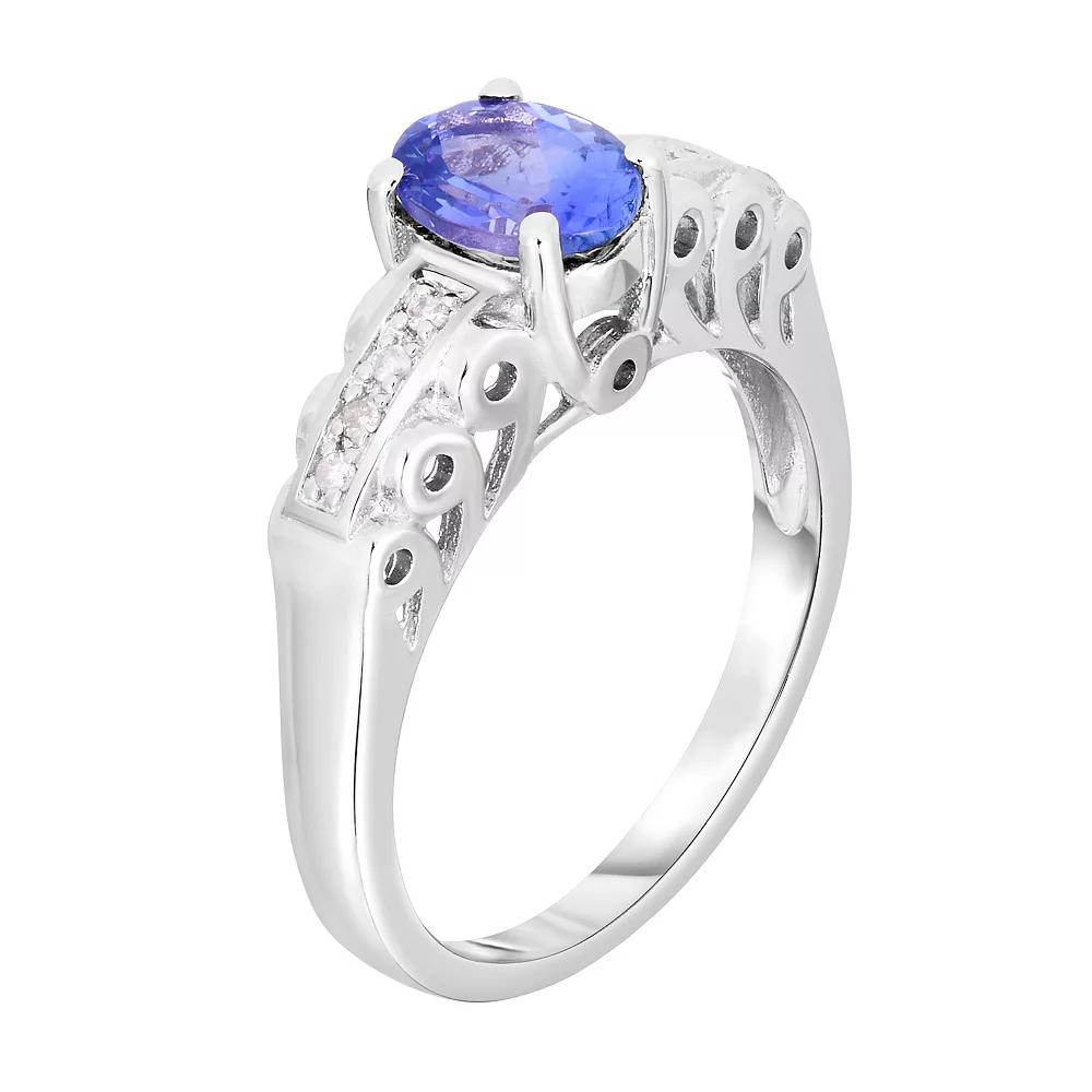 Sterling Silver Tanzanite & 1/10 Carat T.W. Diamond Ring, Women's, Size: 7 Product Image