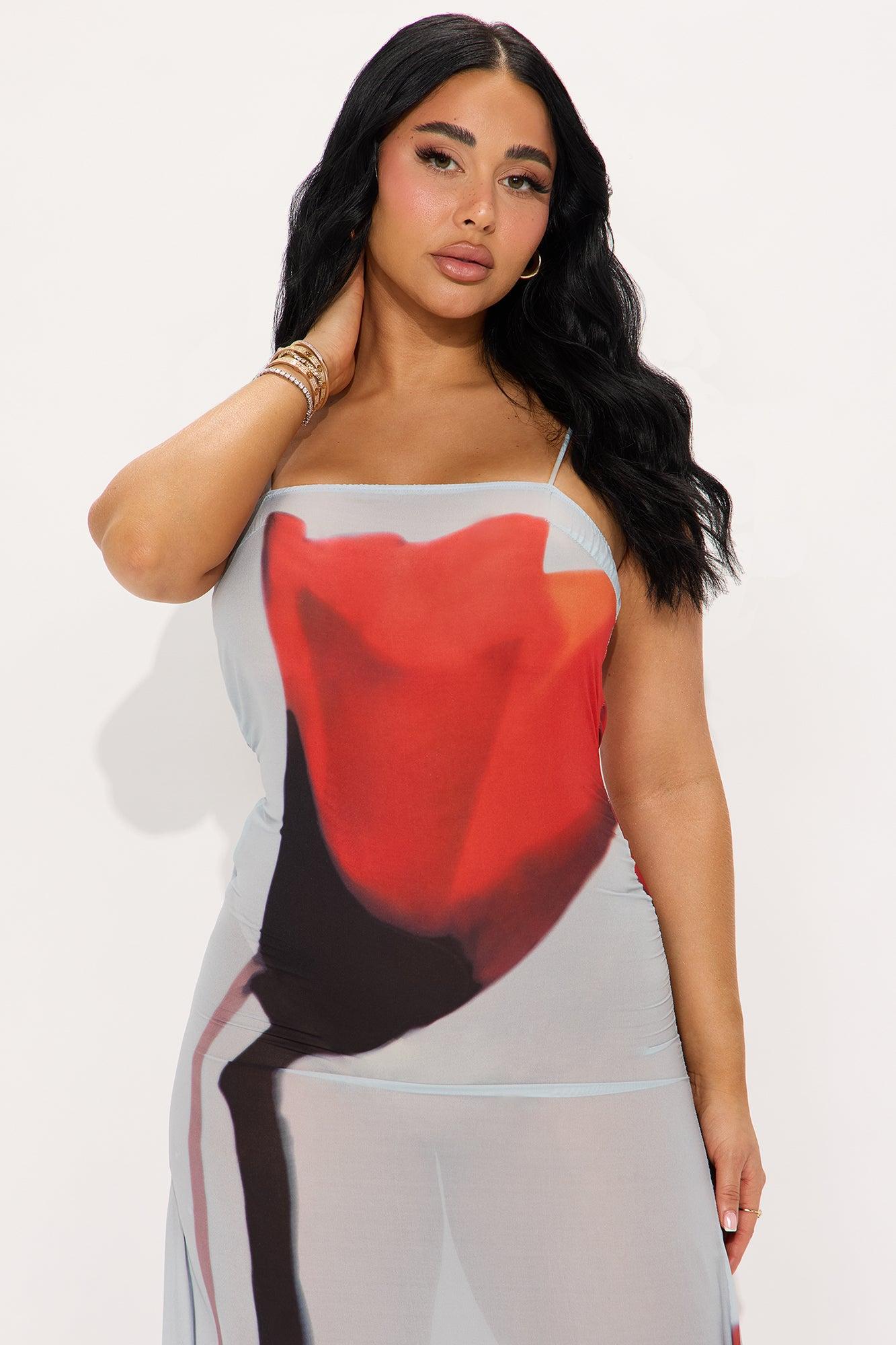 Layla Sheer Maxi Dress - Grey/combo Product Image