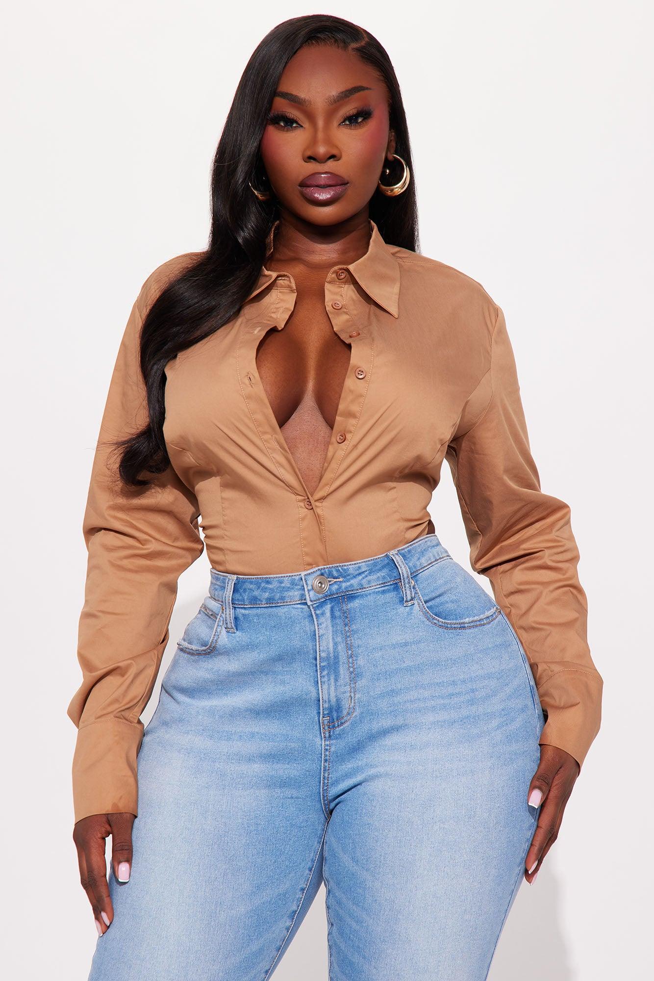 It's Go Time High Cut Poplin Bodysuit - Mocha Female Product Image