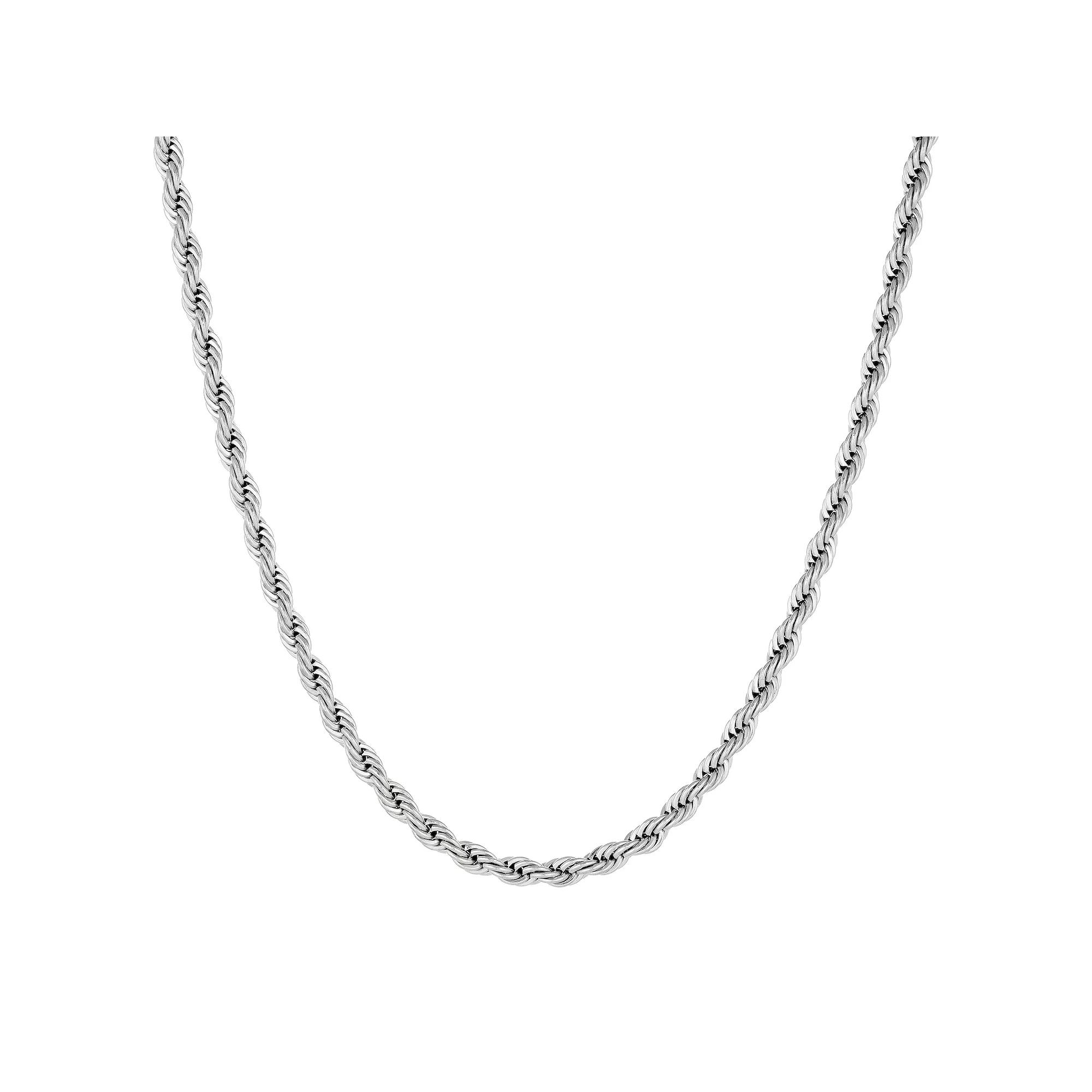 Mens LYNX Stainless Steel Rope Chain Necklace Product Image