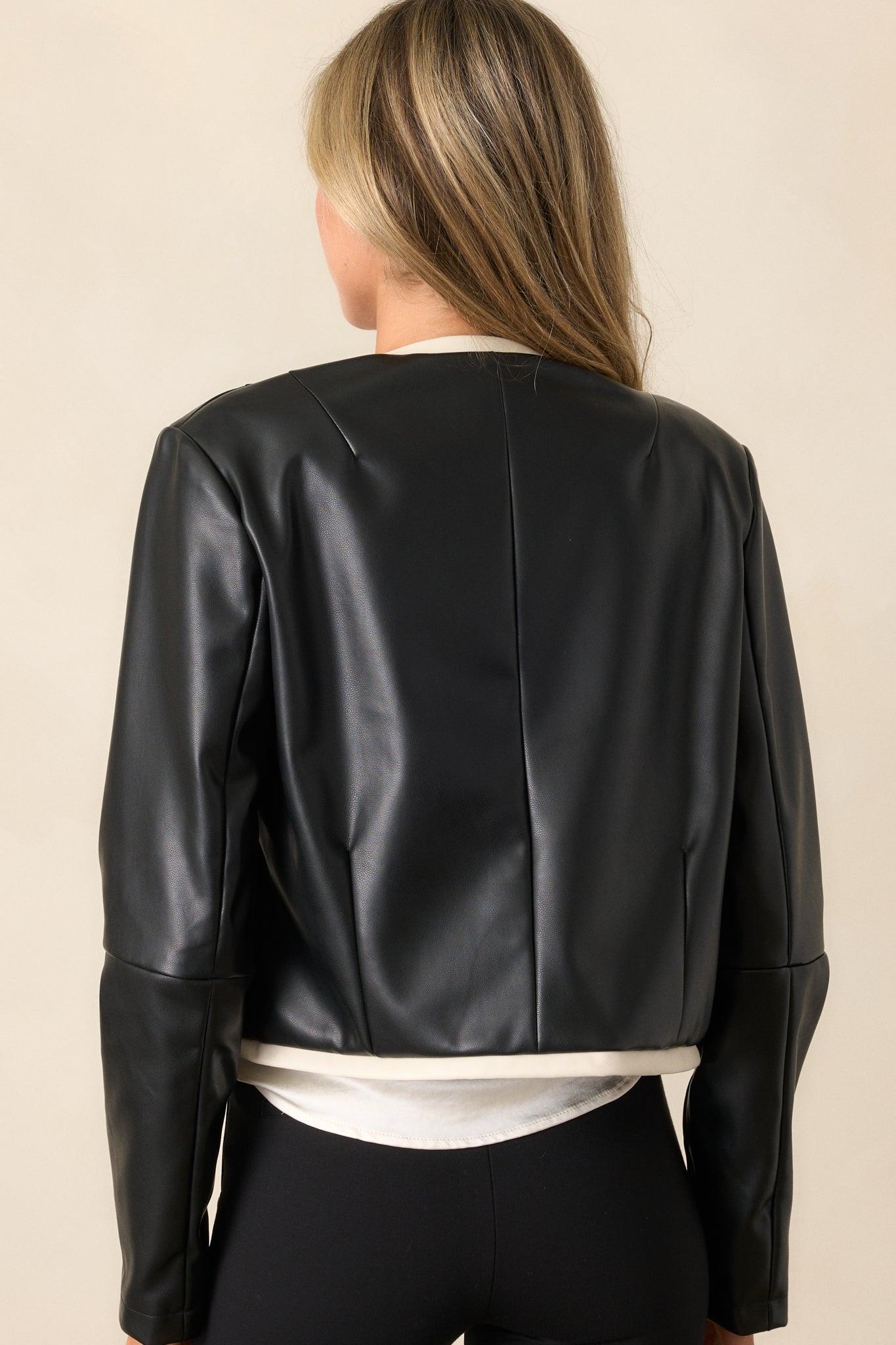 Time For Something New Black Faux Leather Jacket Product Image