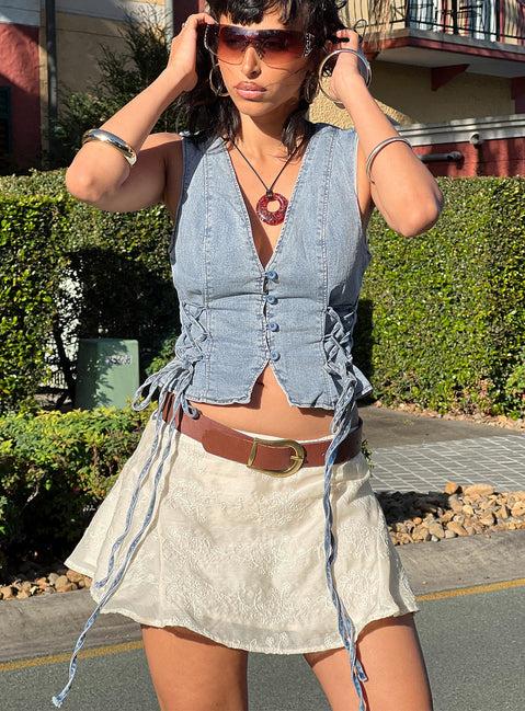 Perilla Mini Skirt Cream Product Image