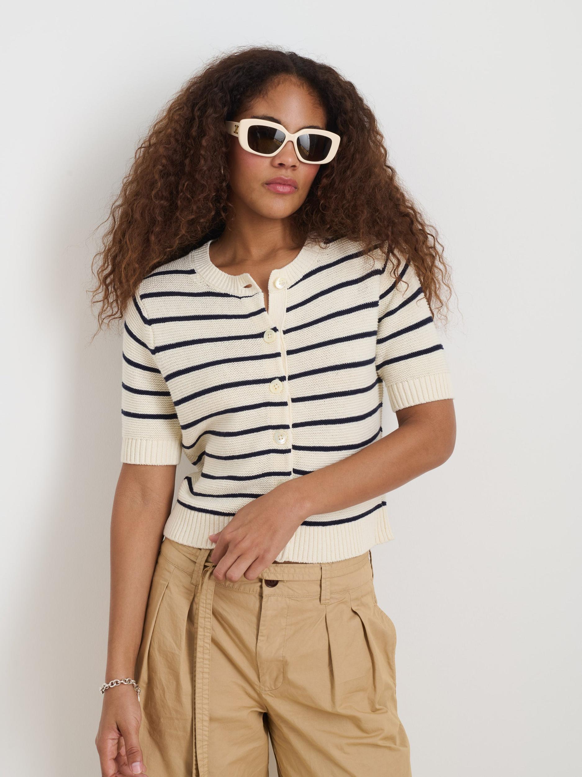 Elle Striped Sweater in Cotton Linen Product Image