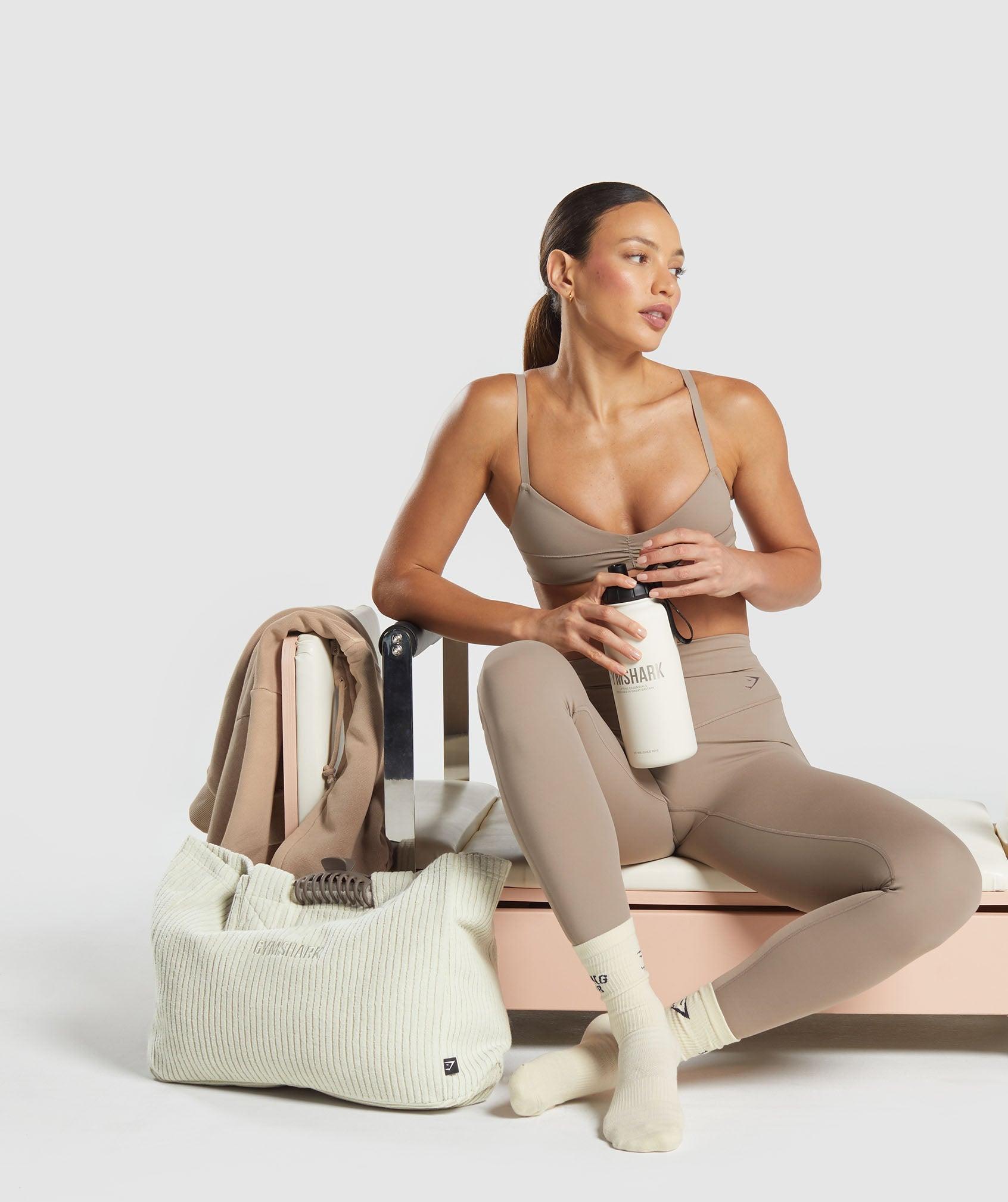 Gymshark Elevate Ruched Sports Bra - Lifestyle Brown Female Product Image