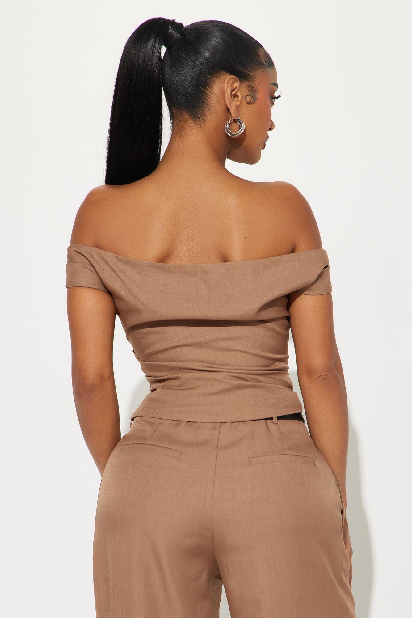 Carmela Off Shoulder Pant Set - Mocha Product Image