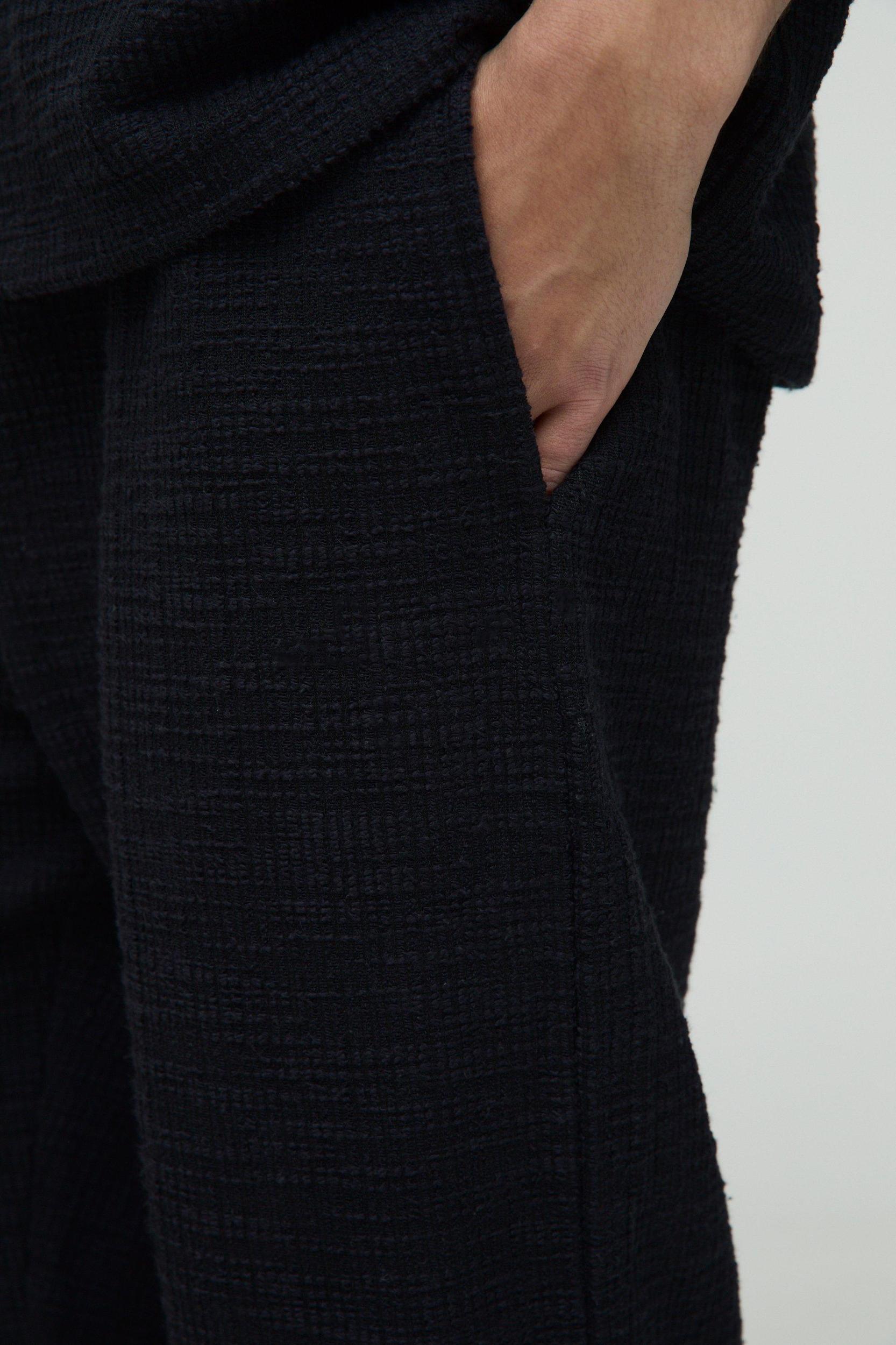 Straight Leg Split Hem Textured Sweatpants | boohooMAN USA Product Image