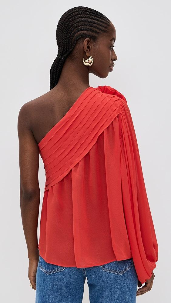 FARM Rio Red Rose One Shoulder Blouse | Shopbop Product Image