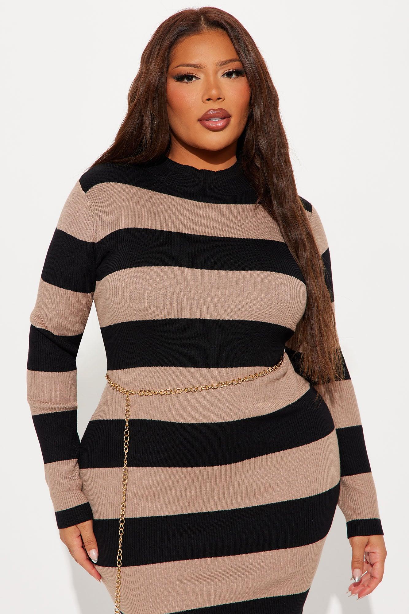 In The Stars Sweater Midi Dress - Black/combo Female Product Image