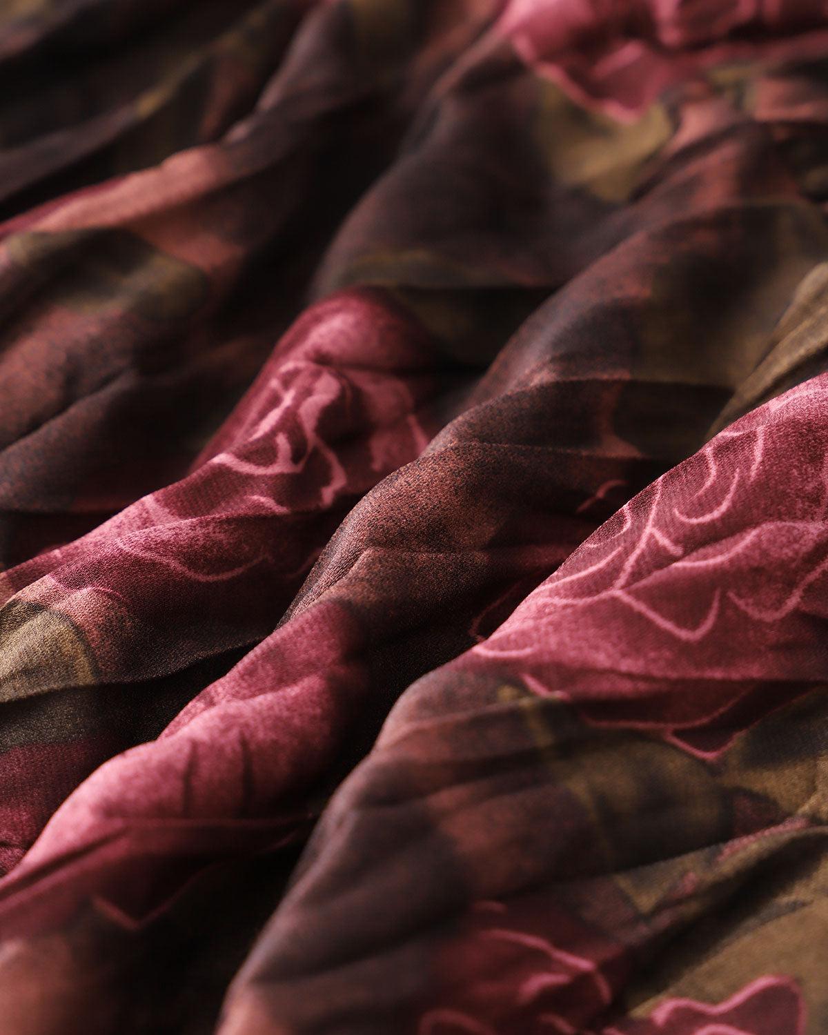 Floral Elastic Waist Pleated Midi Skirt Product Image