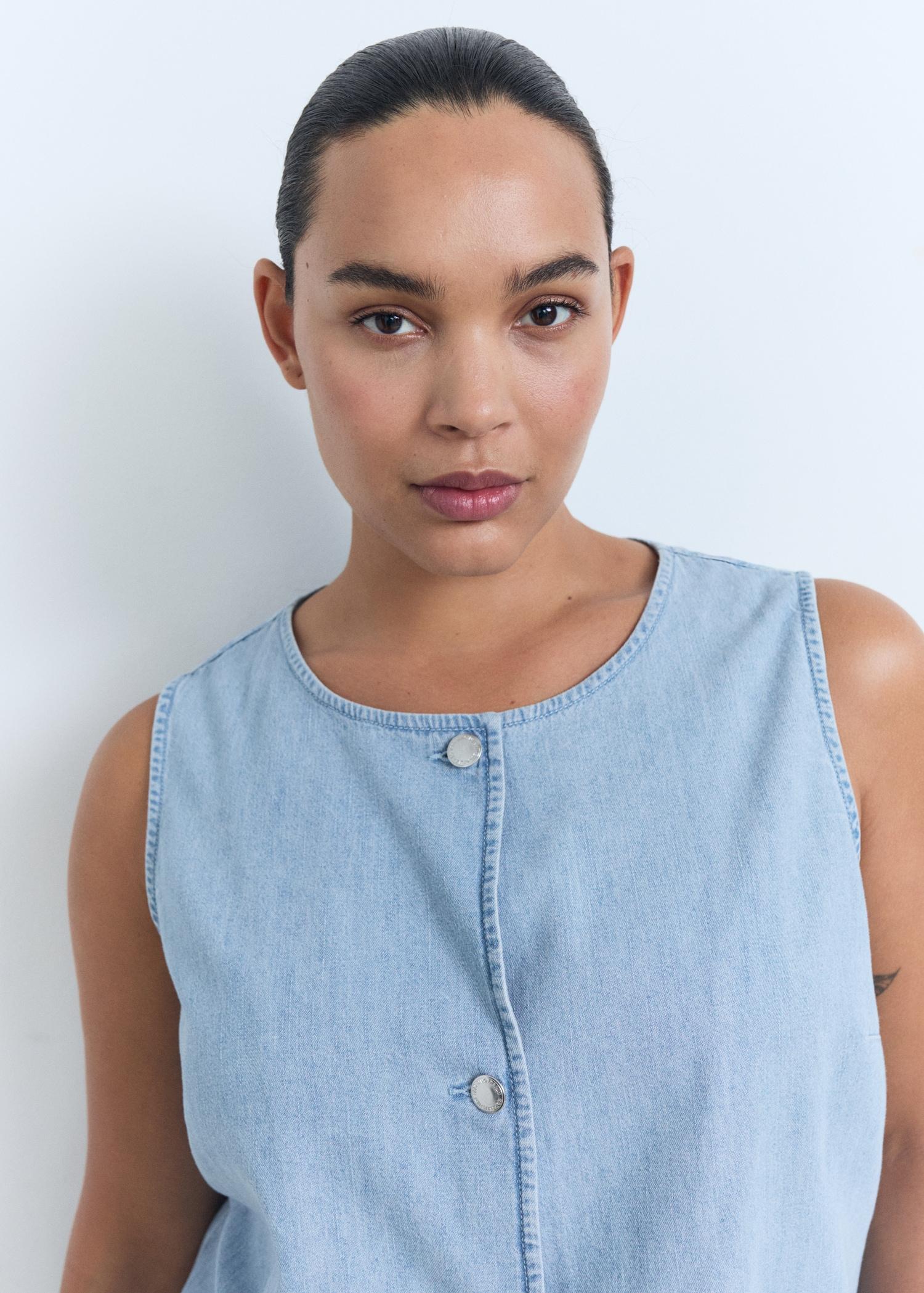 Buttoned denim gilet - Women | MANGO USA Product Image