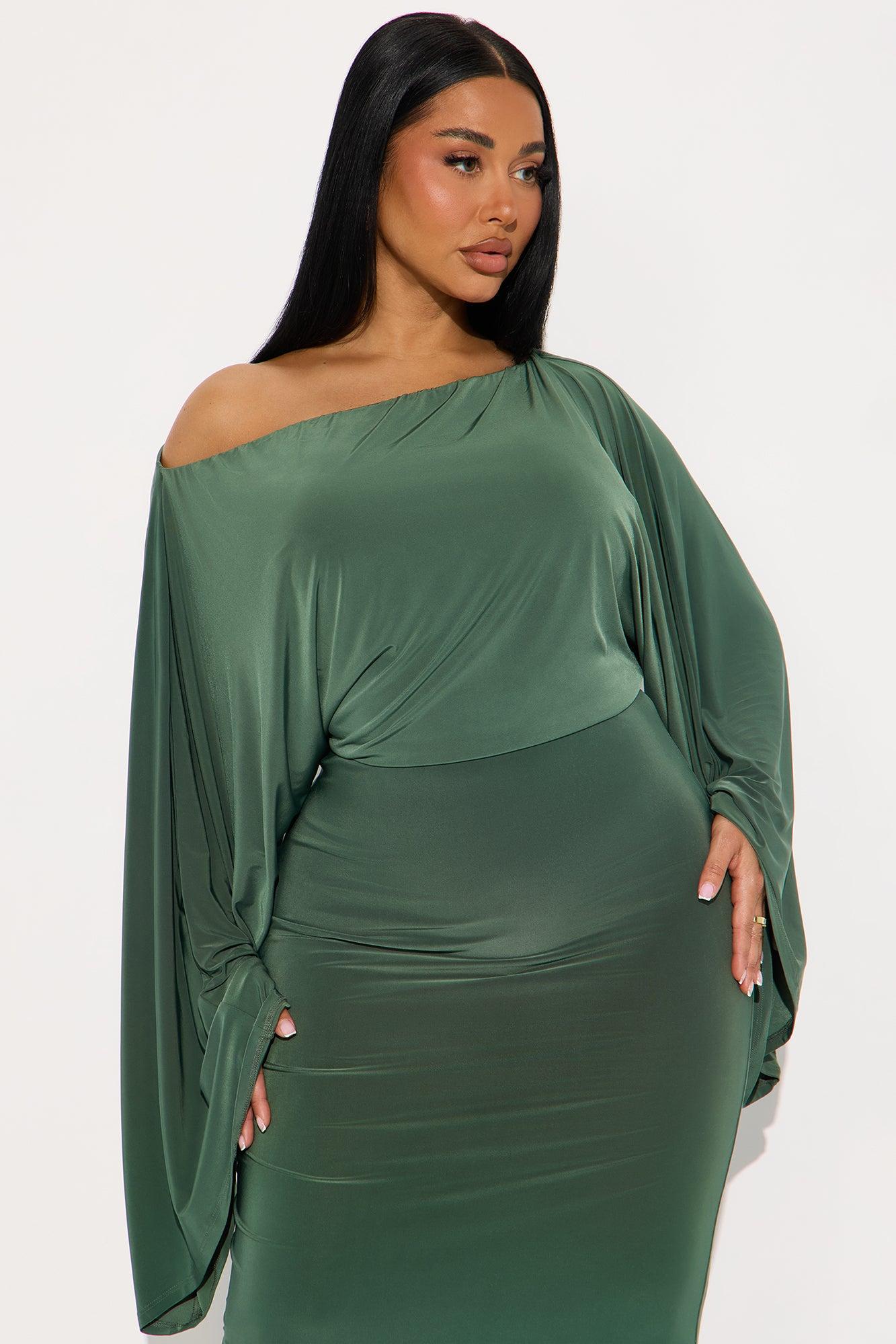 Rebecca Off Shoulder Maxi Dress - Olive Female Product Image