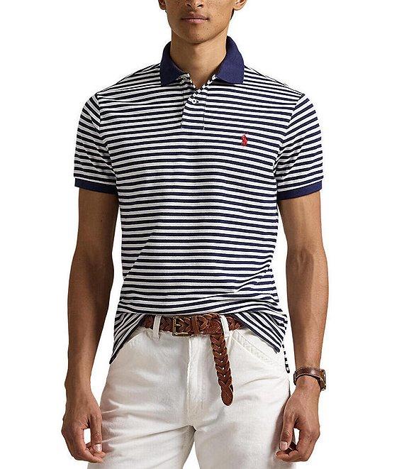 Polo Ralph Lauren Classic Fit Thin Striped Mesh Short Sleeve Polo Shirt Product Image