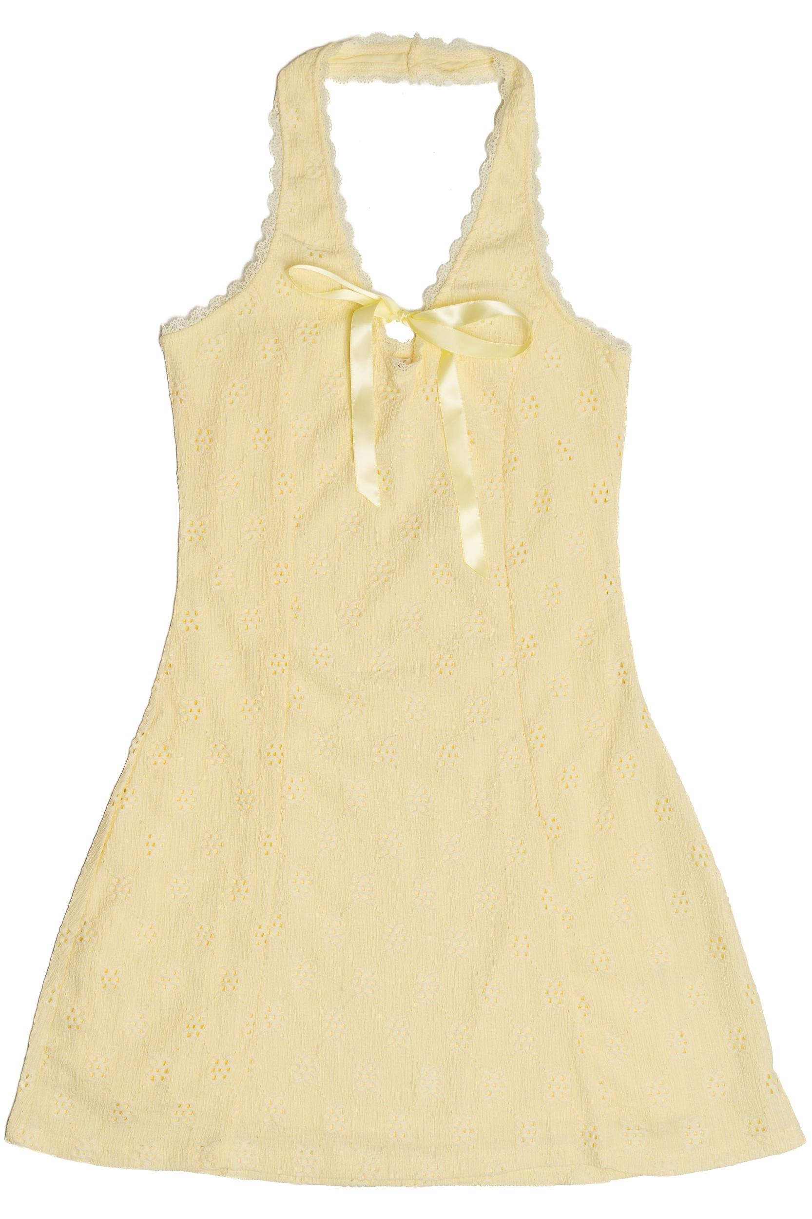 Satin Bow Halter Neck Mini Dress Product Image