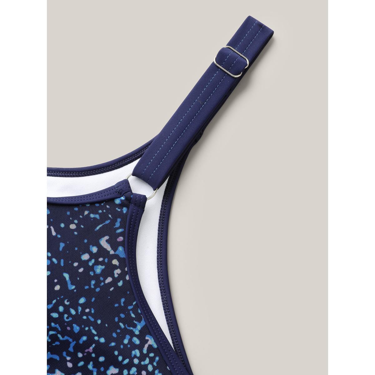 Plus Size Ombre Gradient Neck Tie Swim Top Women's Swimwear Indigo Resort Tie knot High stretch Bodycon U-neck Curve Swim Tops BloomChic 14-16/1X Product Image