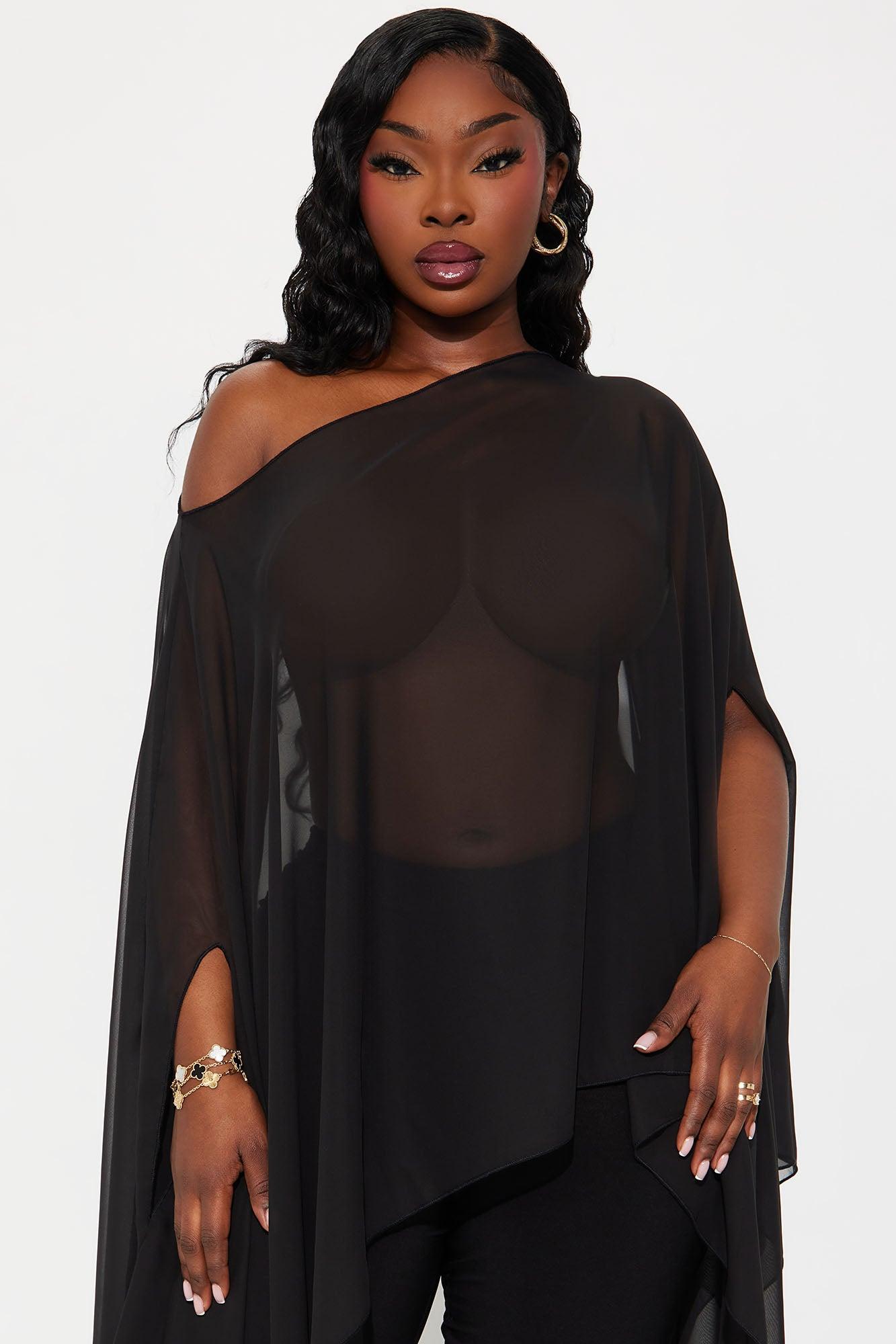 Get In Line Long Chiffon Kimono Top - Black Female Product Image
