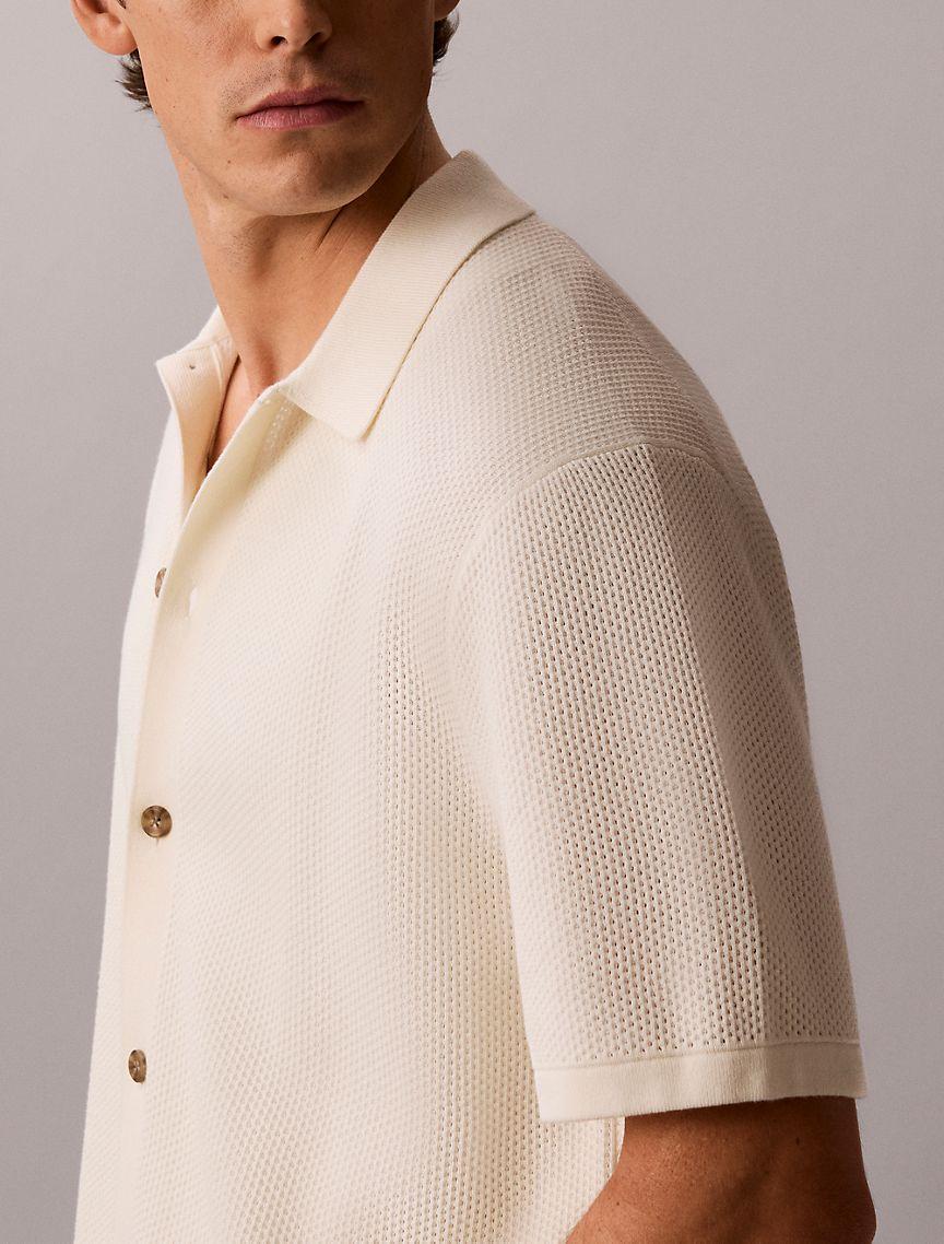 Mesh Stitch Button-Down Sweater Product Image