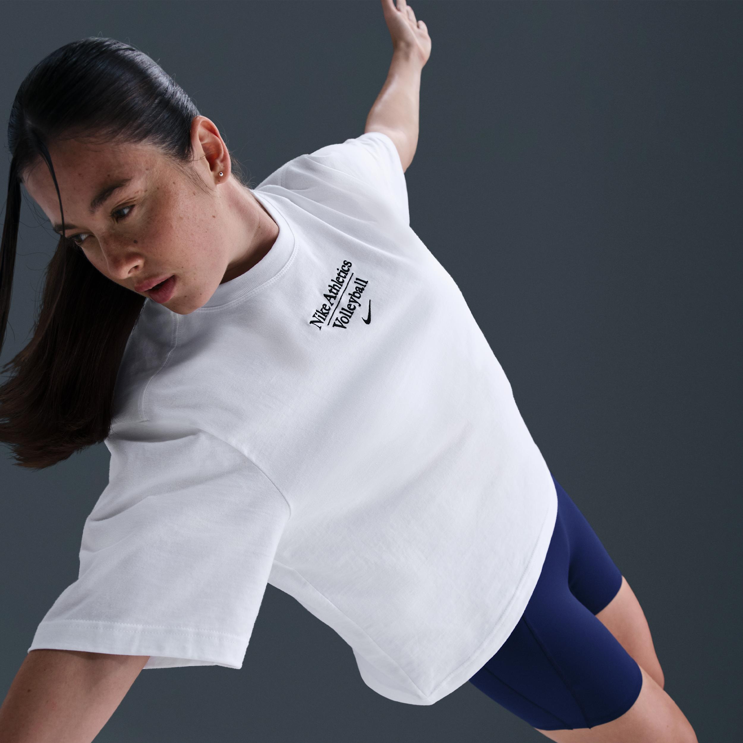 Nike Womens Volleyball Boxy T-Shirt | APS505NAVB-WHT Product Image