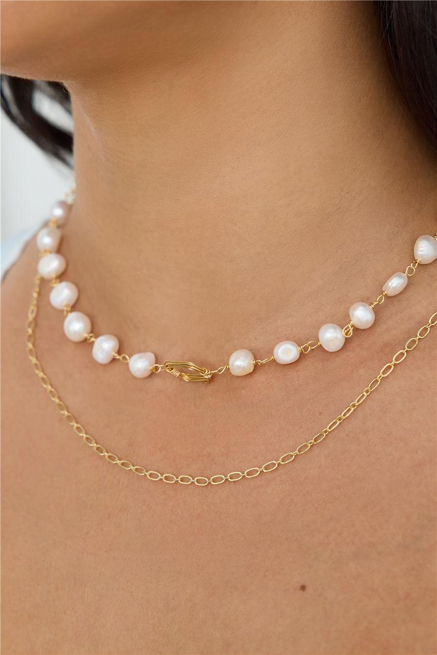 Washed Up Freshwater Pearl Necklace Gold Product Image