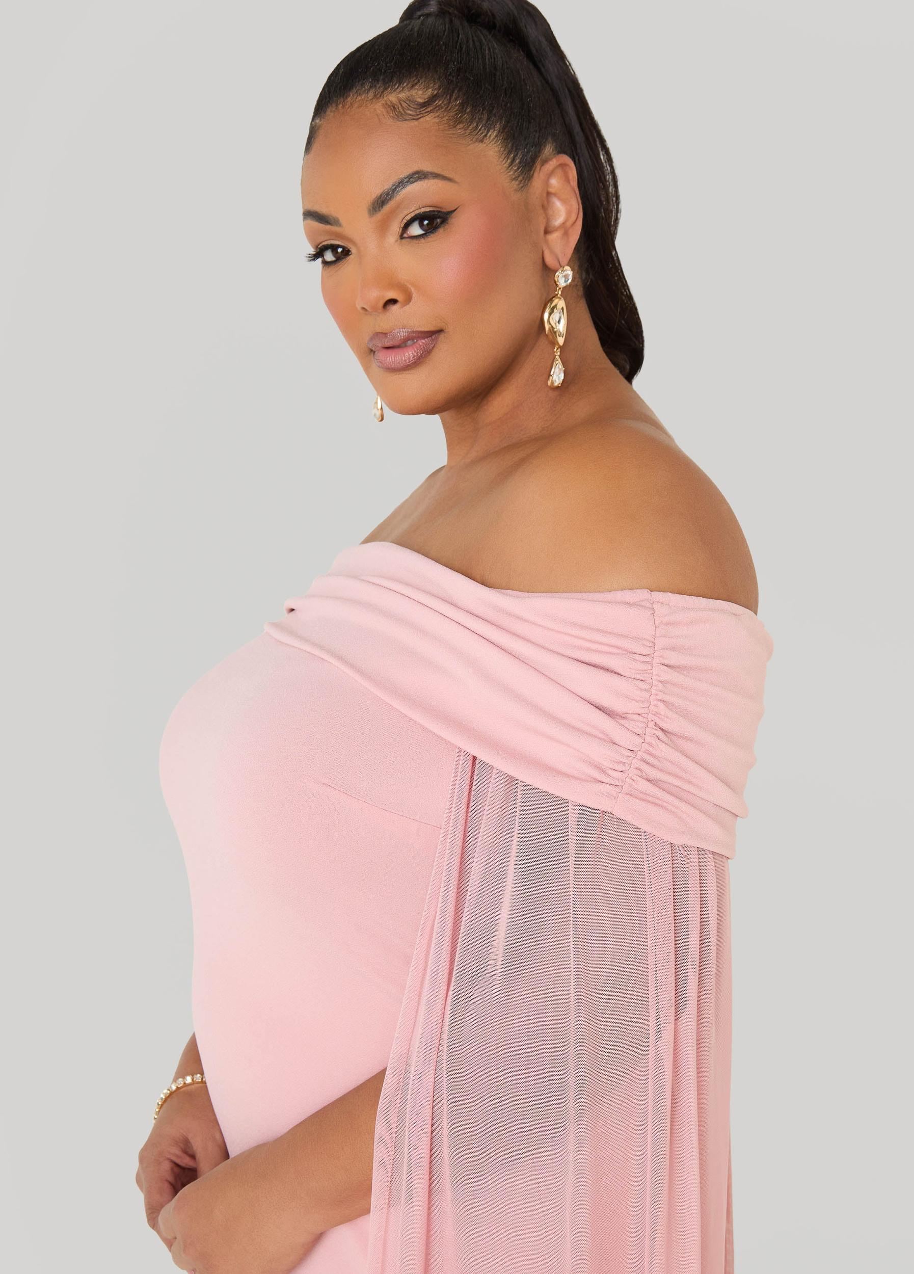 Off The Shoulder Cape Dress Product Image