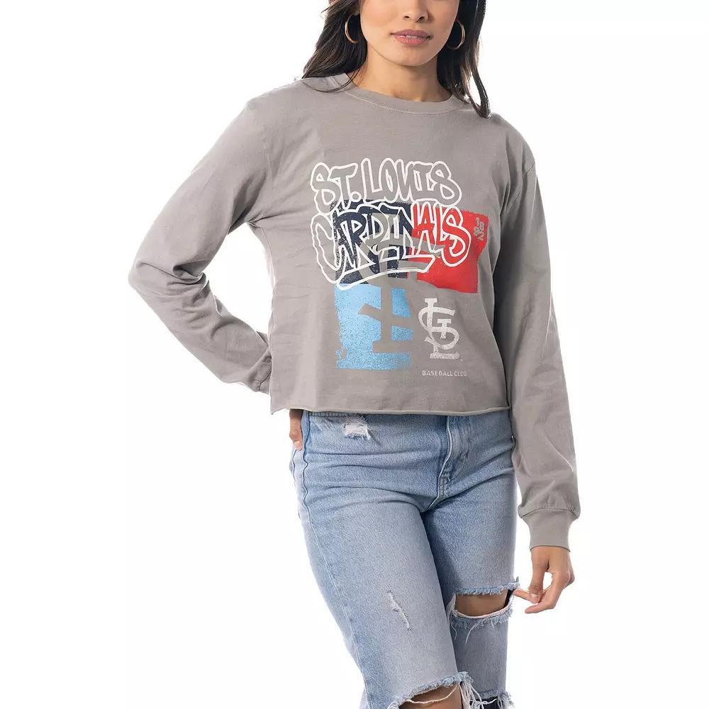Women's The Wild Collective Gray St. Louis Cardinals Cropped Long Sleeve T-Shirt,  Product Image