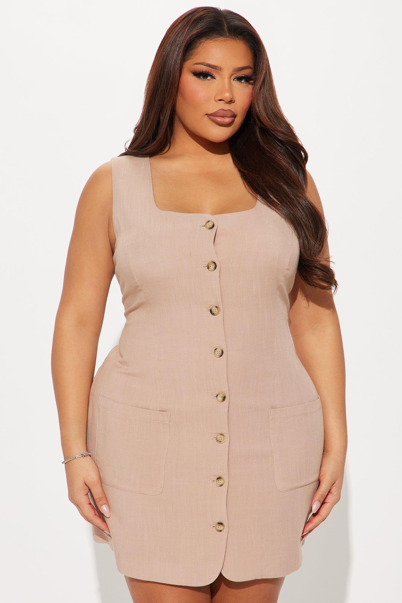 Always Presentable Linen Mini Dress - Taupe Product Image