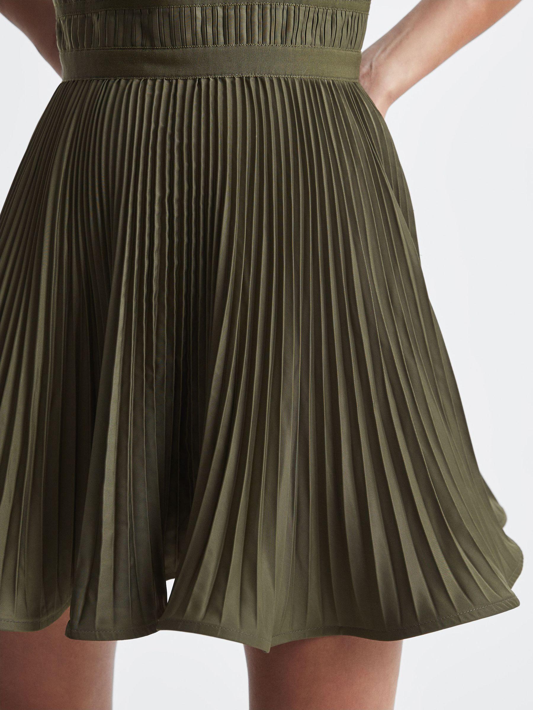 Amur Strapless Pleated Mini Dress in Olive Product Image