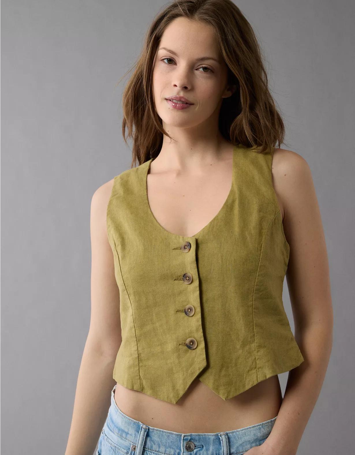 AE Linen-Blend Vest Product Image