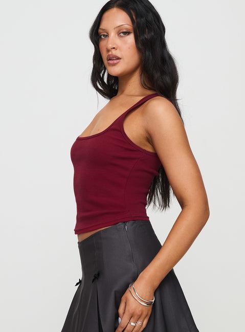 Baseline Square Neck Rib Tank Top Red Product Image