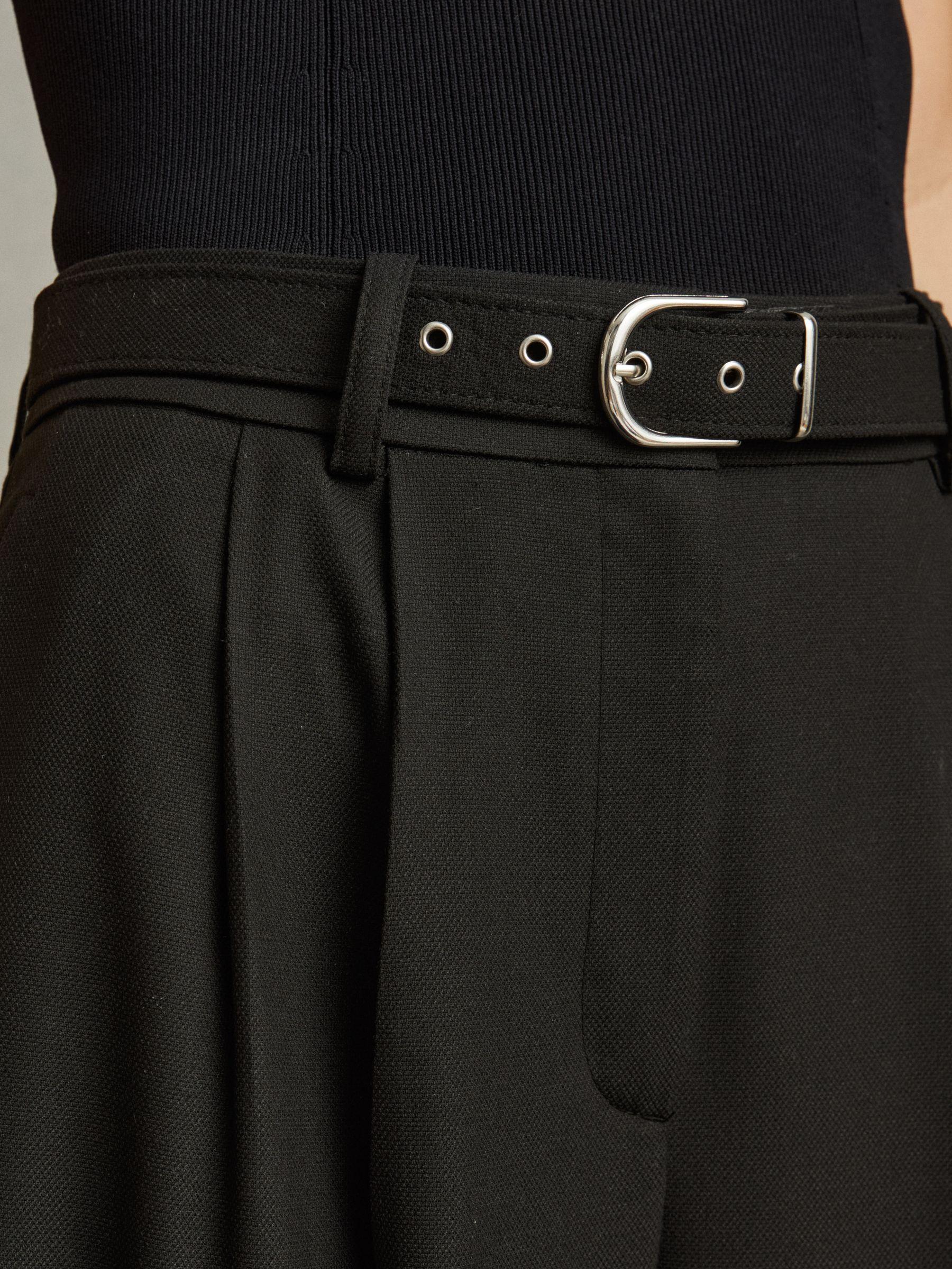 Belted Wide Leg Trousers in Black Product Image