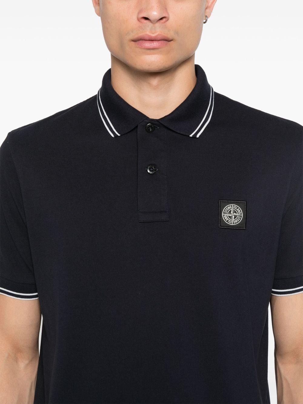 STONE ISLAND Mens Black Brand-patch Regular-fit Stretch-cotton Polo Shirt Xl Product Image