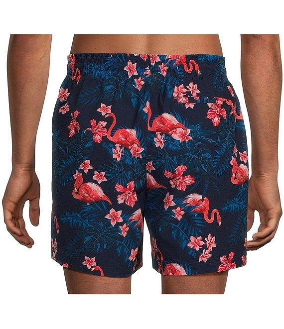 Caribbean Flamingo Floral 6#double; Swim Trunks Product Image