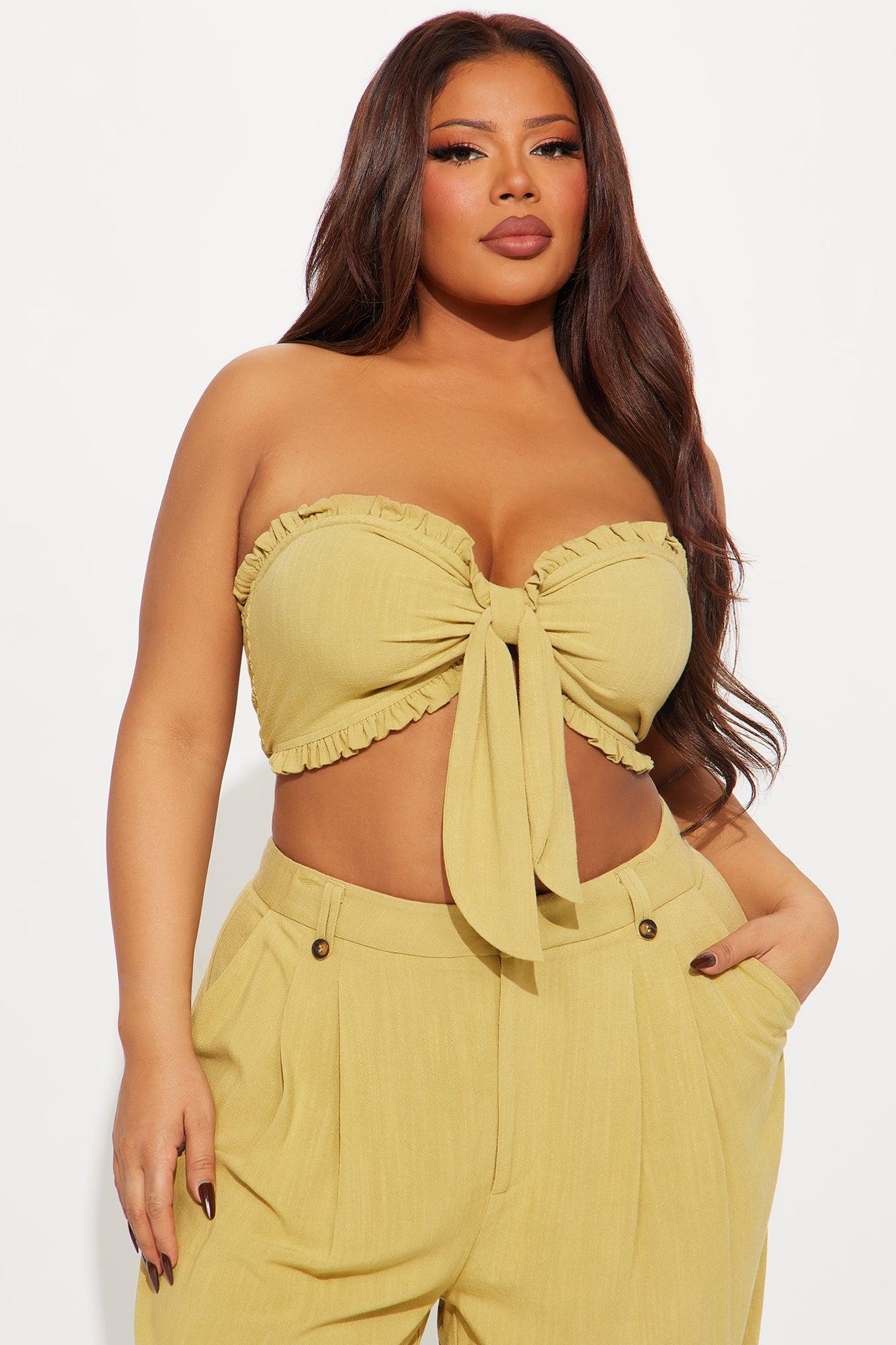 Juliette Linen Pant Set - Chartreuse Product Image