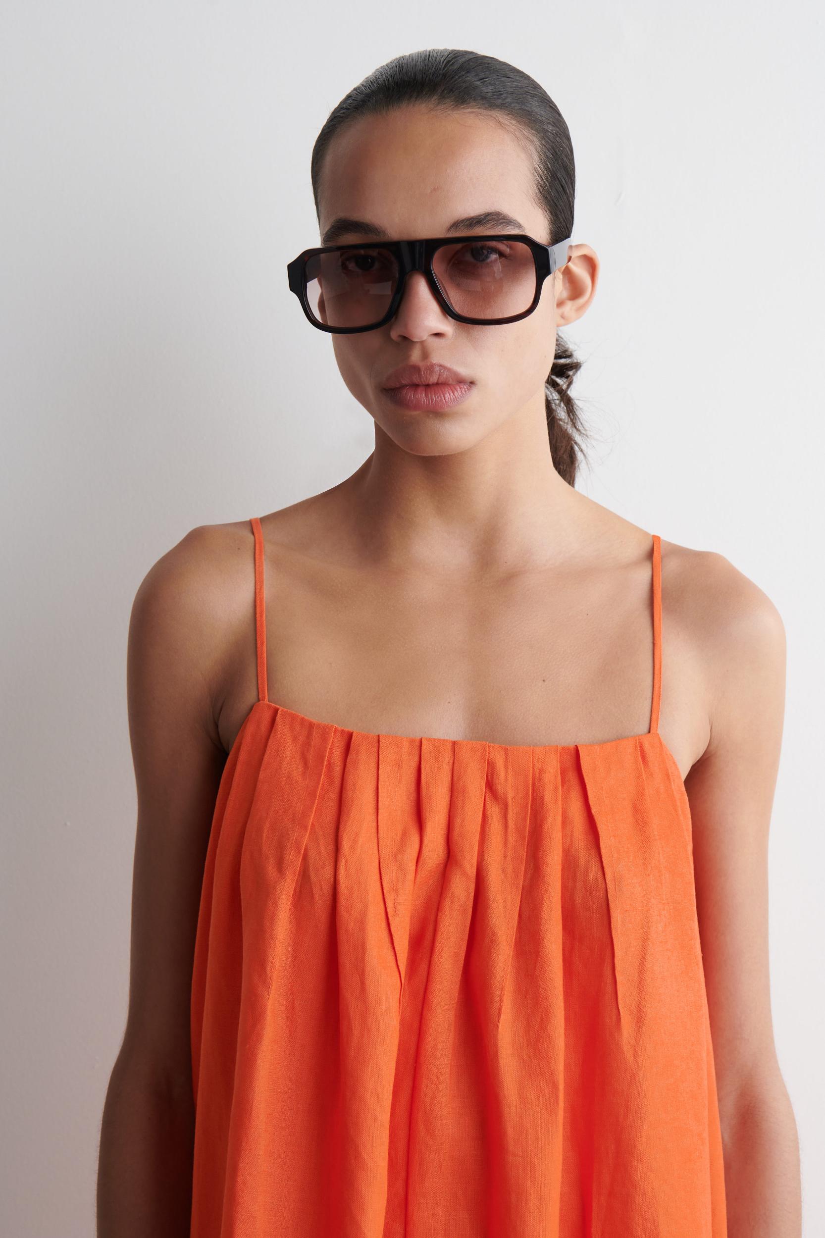 PLEATED LINEN MAXI DRESS Product Image