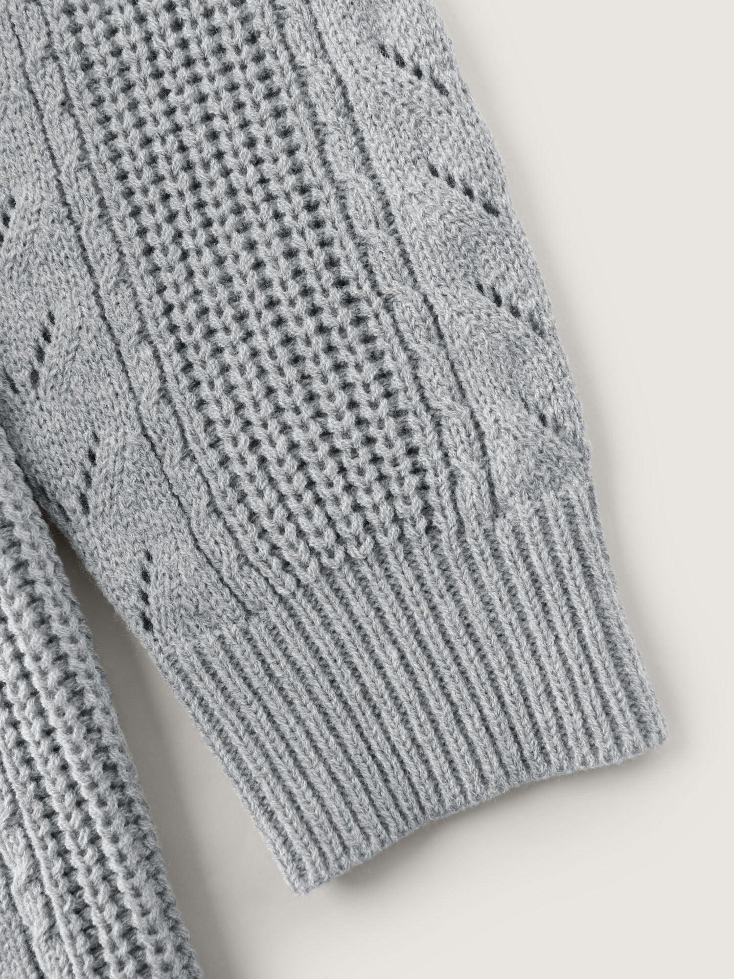 Textured Hooded Pockets Knit Cardigan Female Product Image