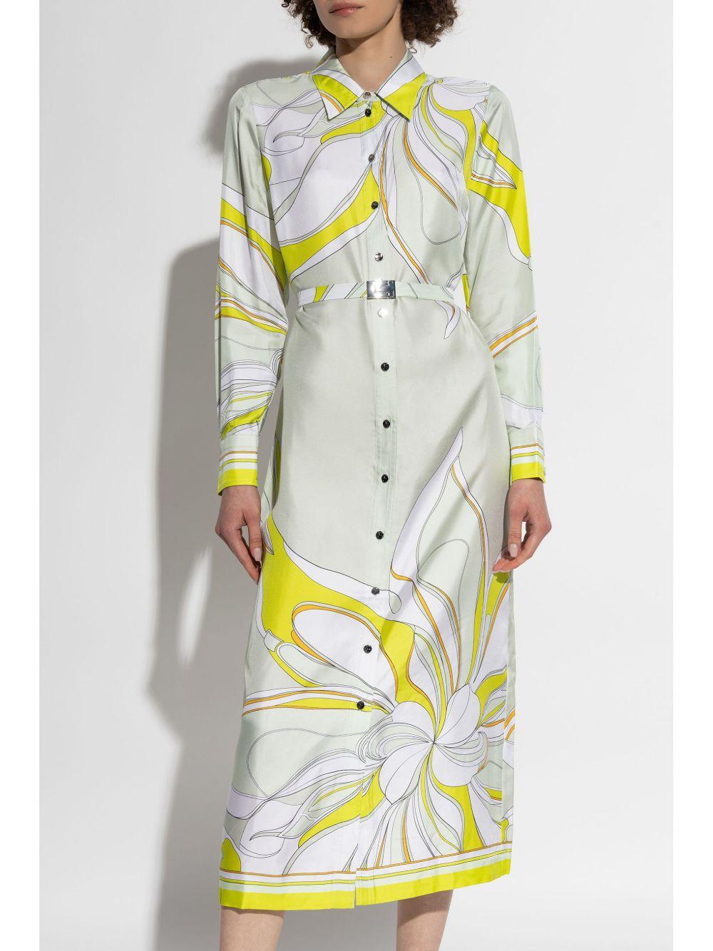 printed silk shirt dress Product Image