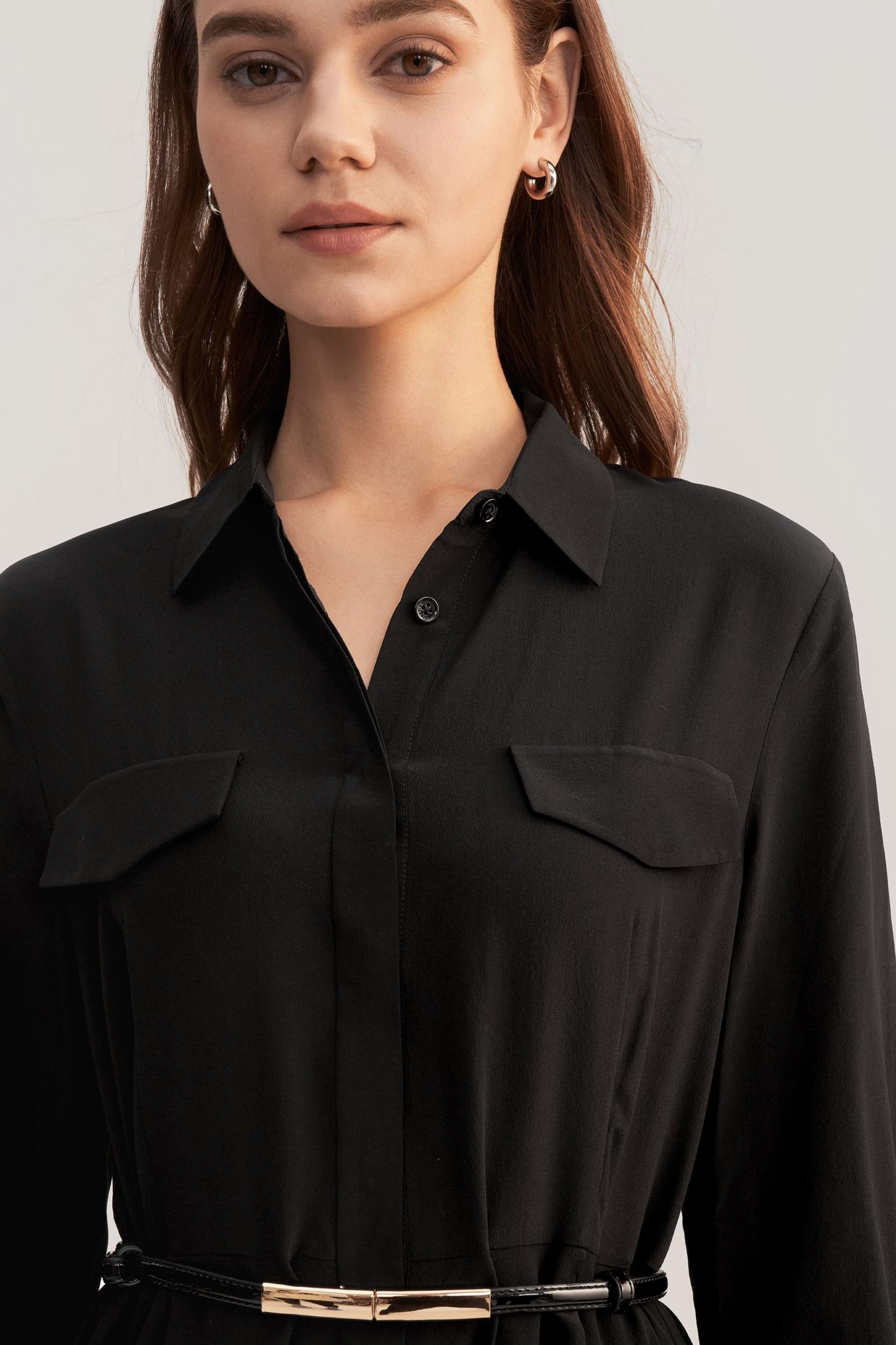 Women's Long Sleeve Retro Graceful Silk Dress Product Image