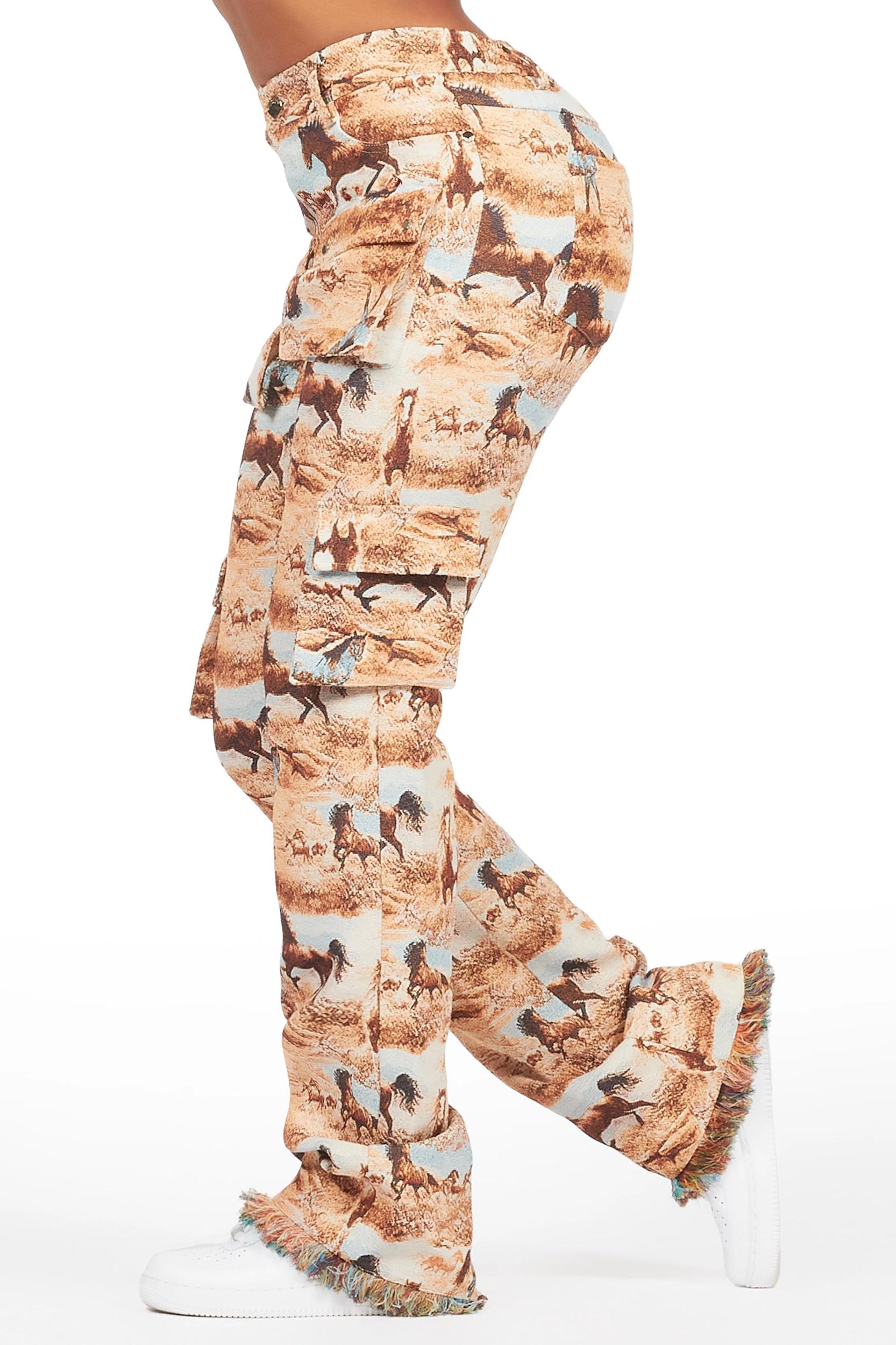 Denea Beige Cargo Tapestry Pant Female Product Image