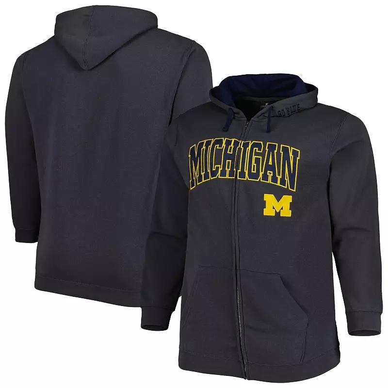Men's Colosseum Charcoal Michigan Wolverines Big & Tall Team Full-Zip Hoodie,  Product Image