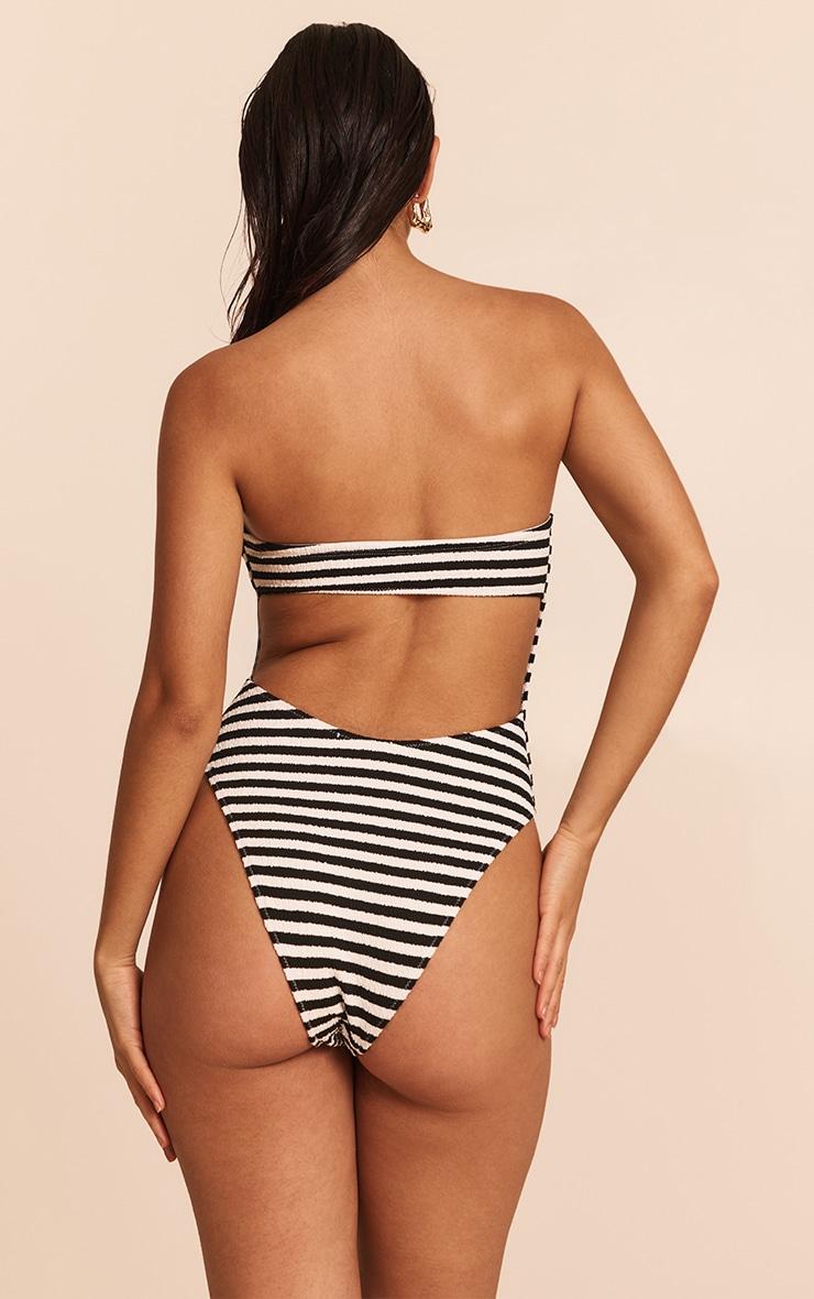 Black Textured Stripe Bandeau Swimsuit Product Image