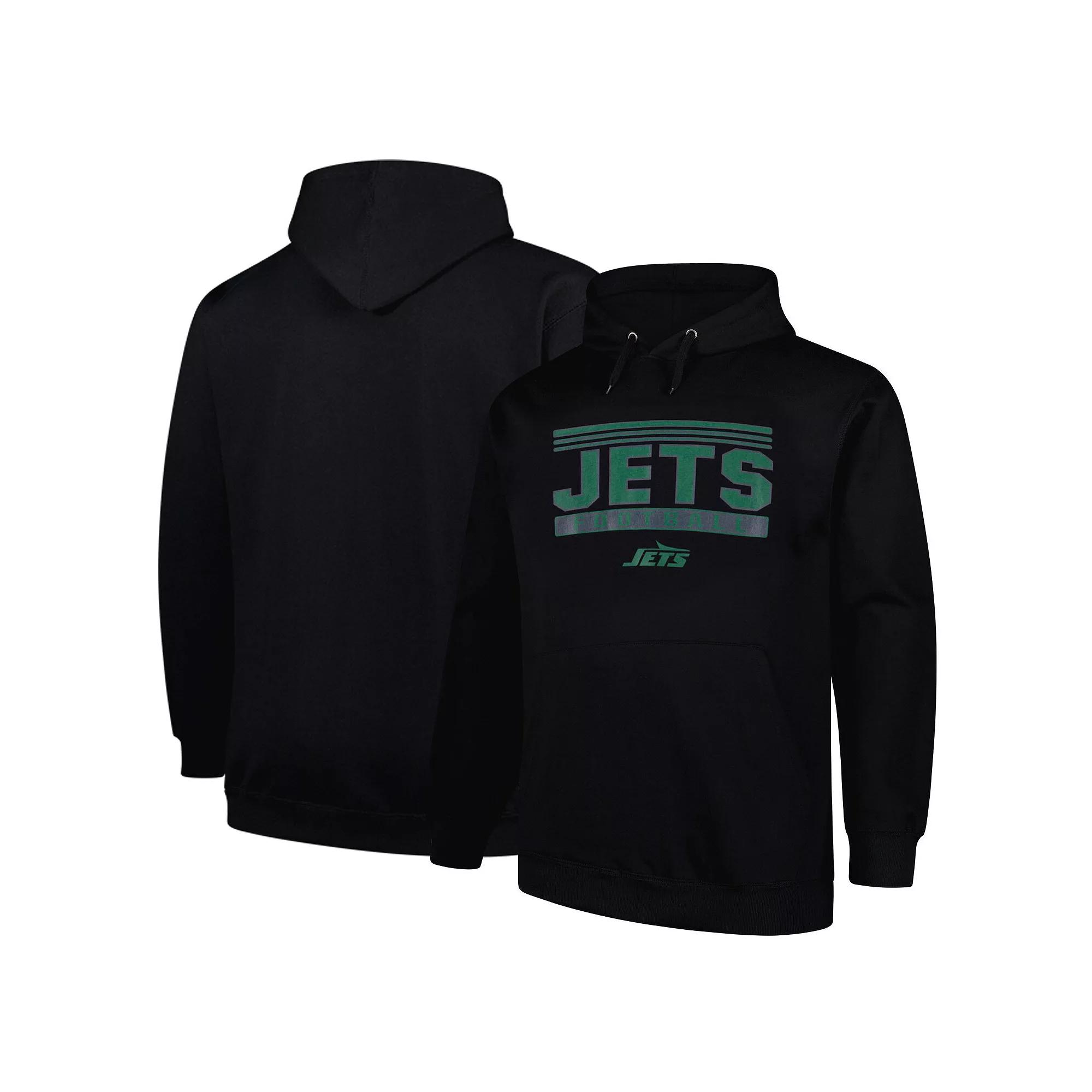 Men's Fanatics Black New York Jets Big & Tall Pop Pullover Hoodie,  Product Image