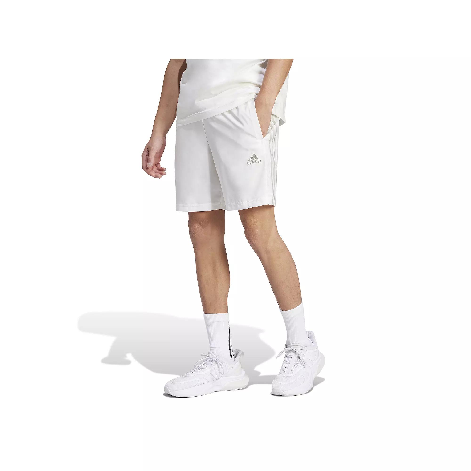 Men's adidas AEROREADY Essentials 9" Chelsea 3-Stripe Shorts, Size: XXL, Off White Product Image