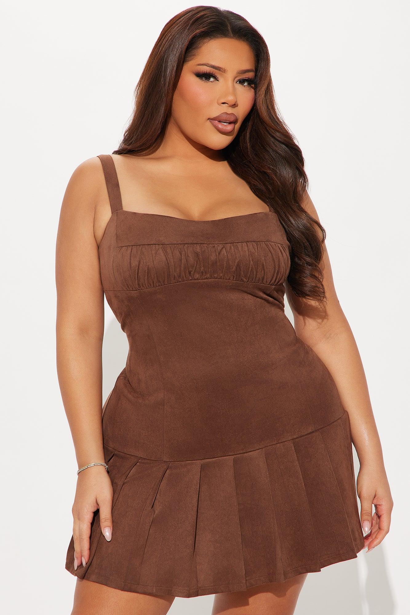 Rochelle Suede Mini Dress - Brown Product Image